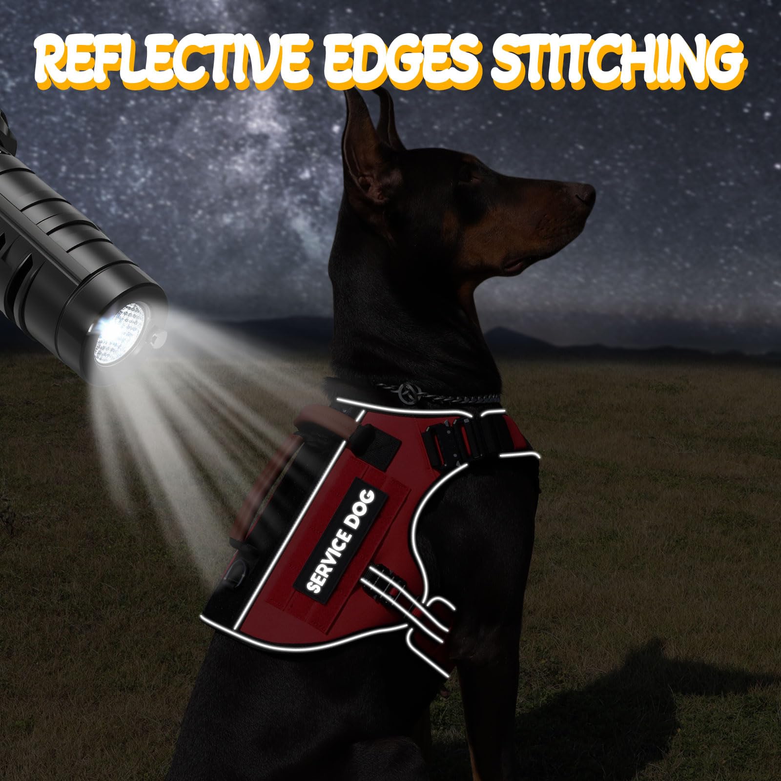 Service Dog Vest - HEYCAHVA Tactical Dog Harness Full Metal Buckles for Large Medium Dogs Reflective No Pull Dog Harnesses Vest