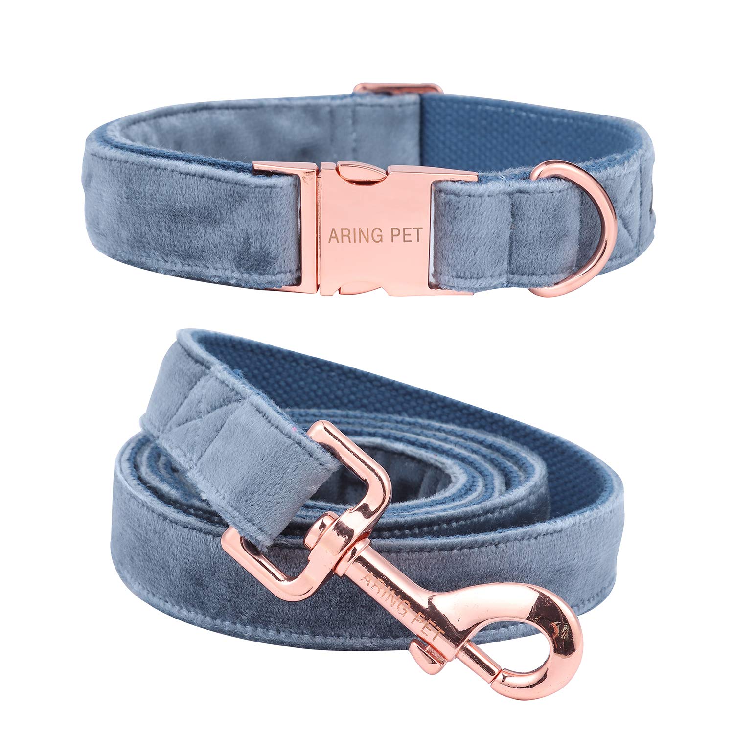 Aring Pet Dog Collar And Leash, Velvet Dog Collar And Leash Set, Soft & Comfy, Adjustable Collars For Dogs Xl