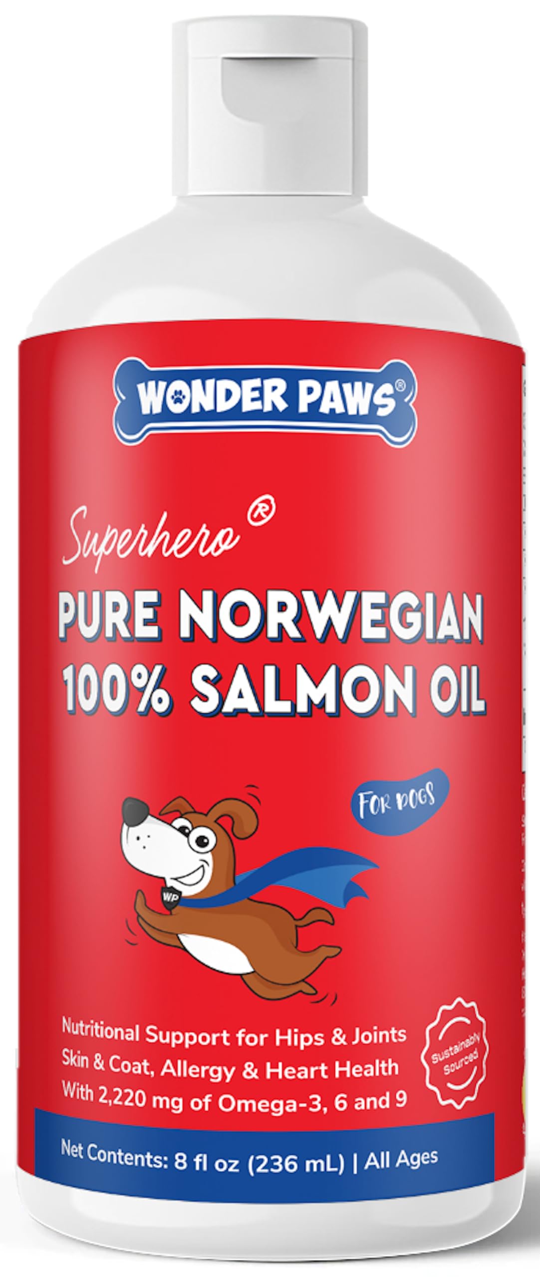 Premium Salmon Oil for Dogs - Pure Norwegian Salmon Oil High in Omega 3 EPA & DHA -Powerful Fish Oil for Dogs Skin & Coat, Hip &