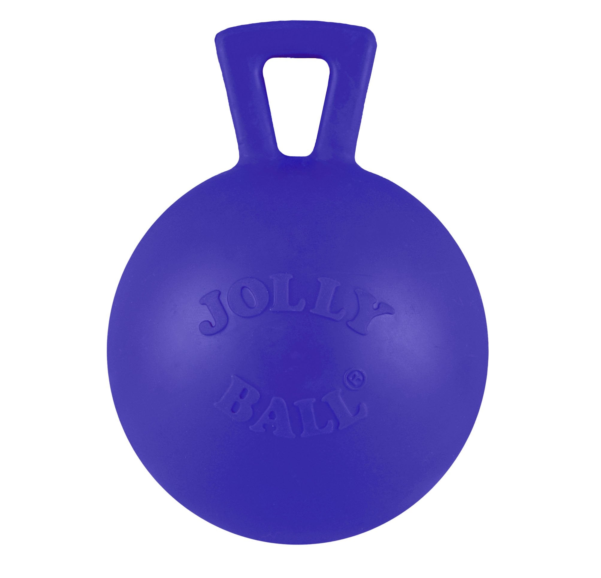 Jolly Pets Tug-N-Toss Heavy Duty Dog Toy Ball With Handle, 4 Inches/Petite, Blue (404 Bl),Small Breeds