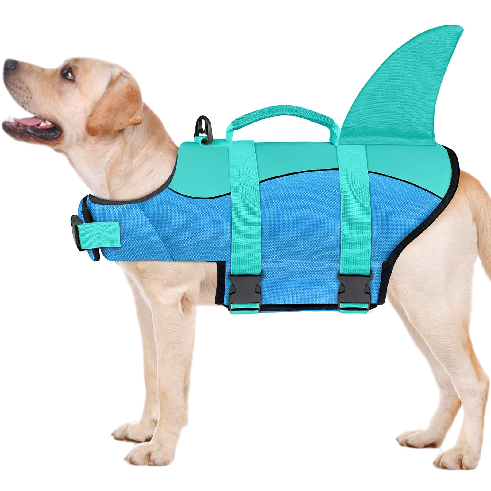 Malier Dog Life Jacket, Ripstop Dog Life Vest With High Buoyancy For Swimming Boating, High Visibilityshark Puppy Lifesaver For