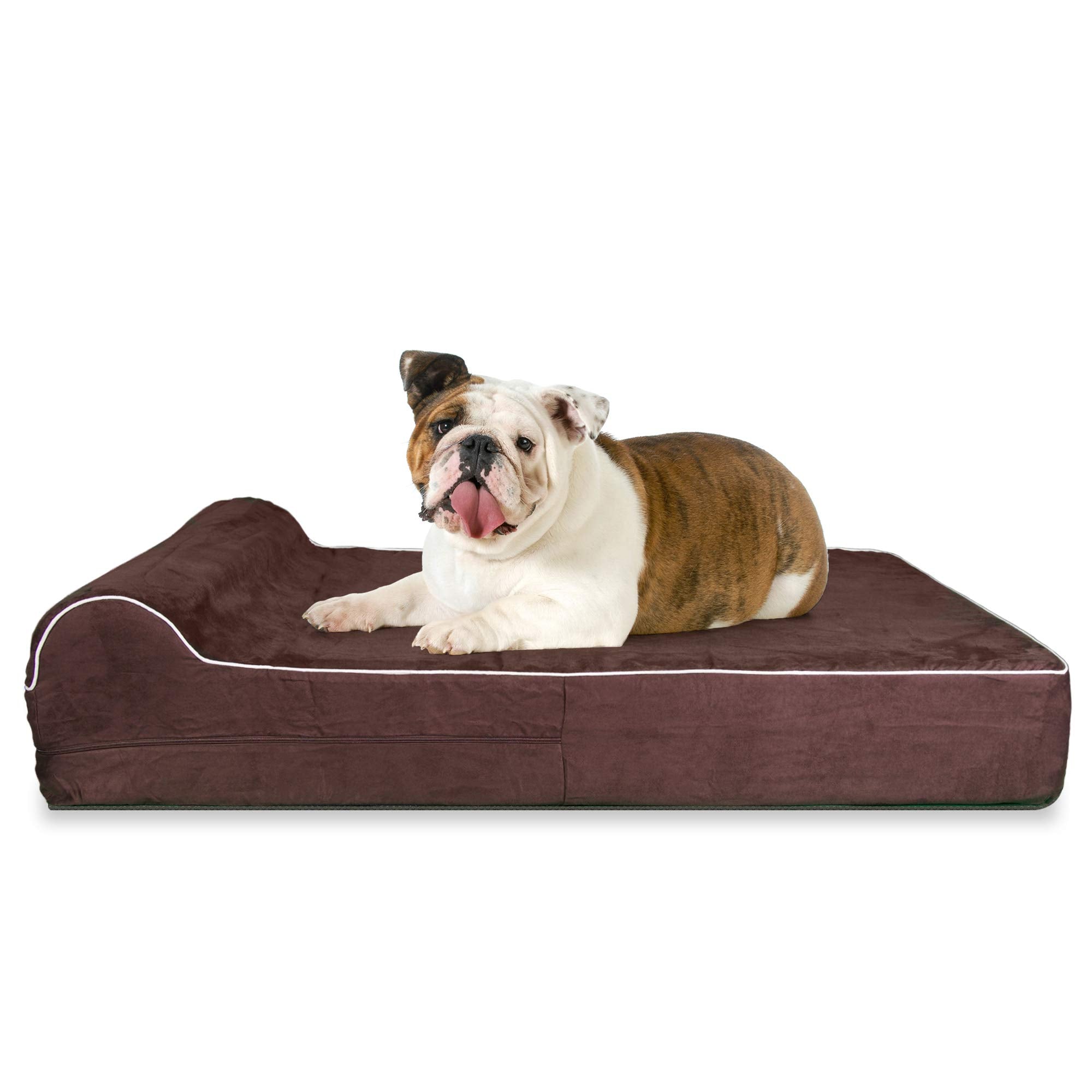 Orthopedic Dog Bed - 5.5-inch Thick Memory Foam Pet Bed with Pillow With Removable Cover & Free Waterproof Liner