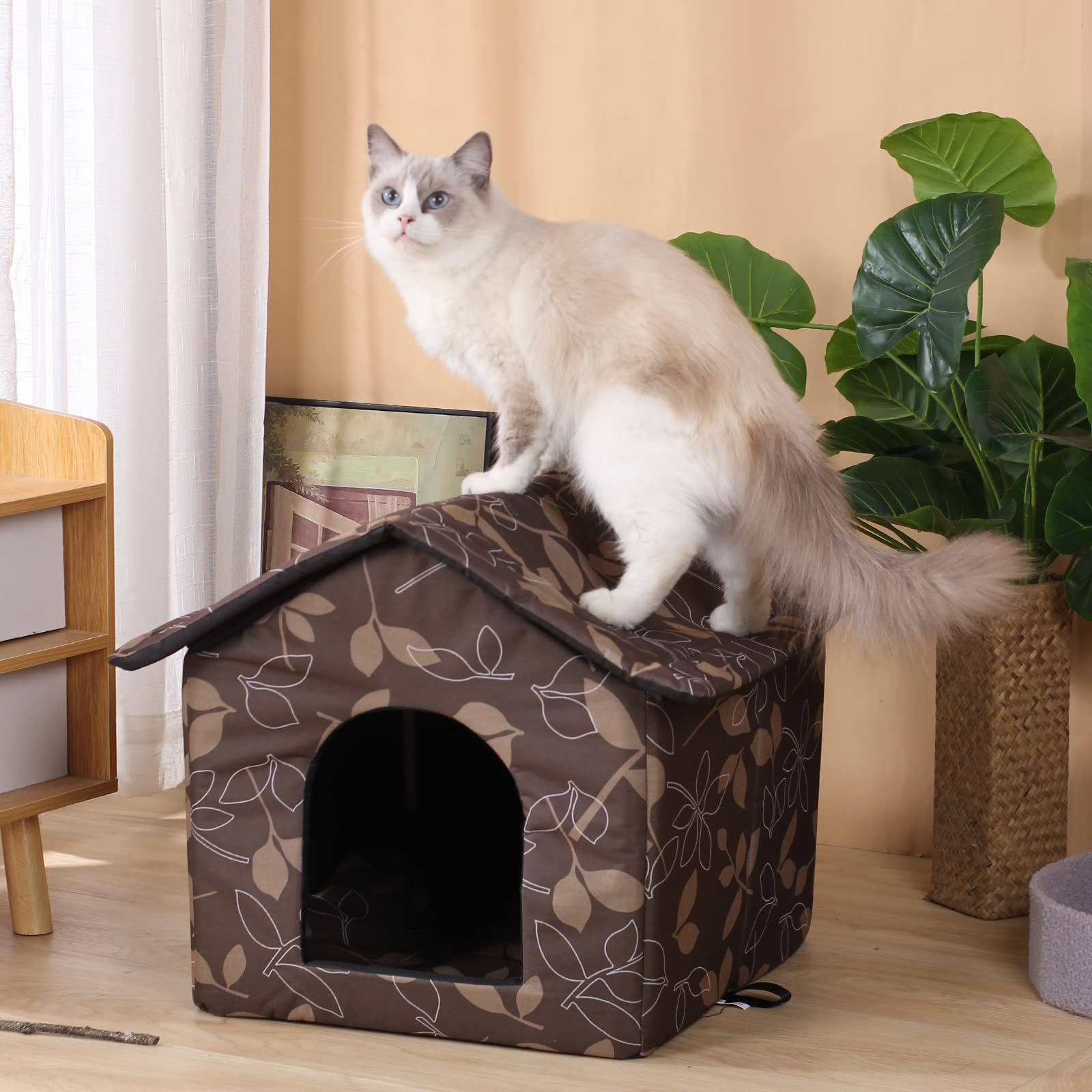 Cat Houses For Outdoor Cats Outdoor Houses For Feral Cats Dogs Cat House Cat Houses For Indoor Cats (Brown Cat House, Medium-Houses)