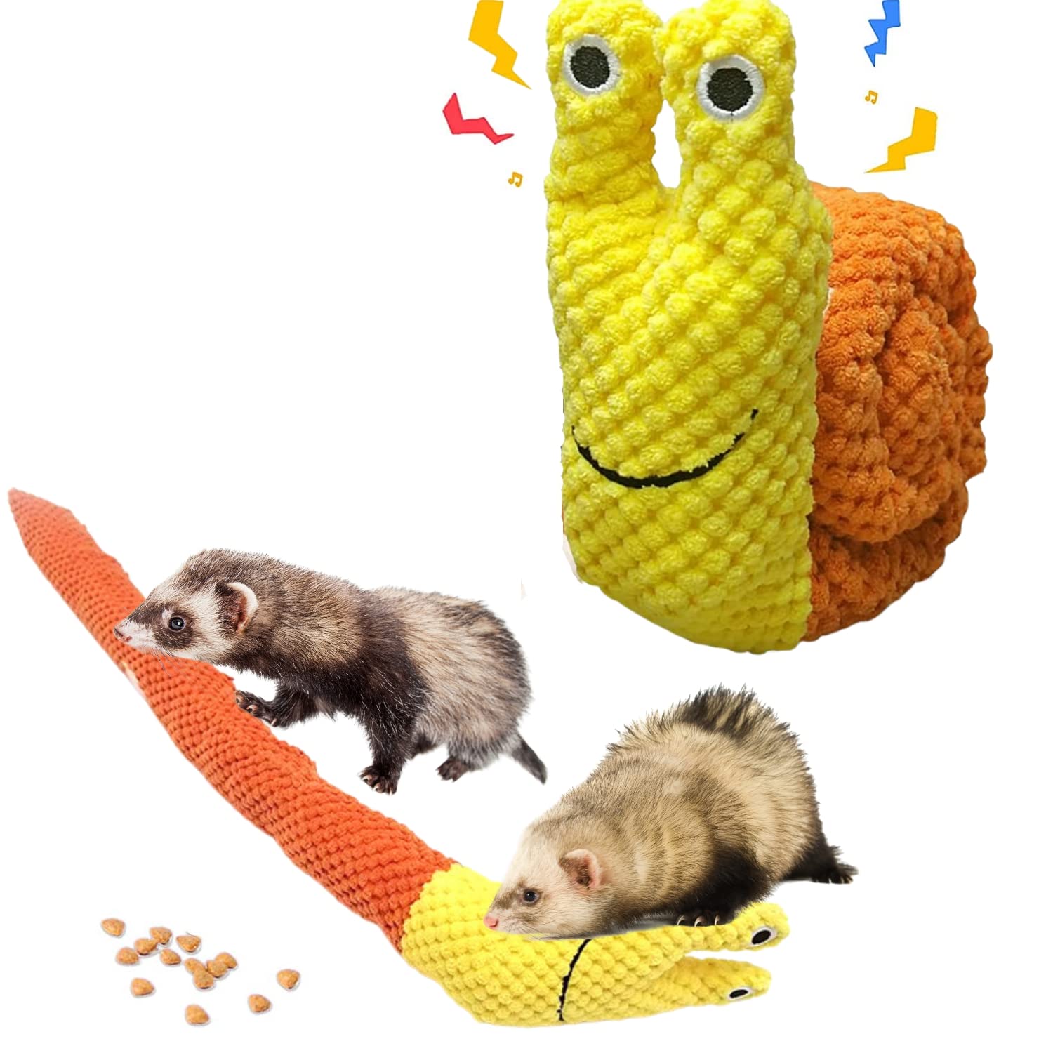 Haichen Tec Ferret Squeaky Snuffle Toy Treat Dispensing Foraging Puzzle Enrichment Plush Teething Chew Toys For Stress Release F