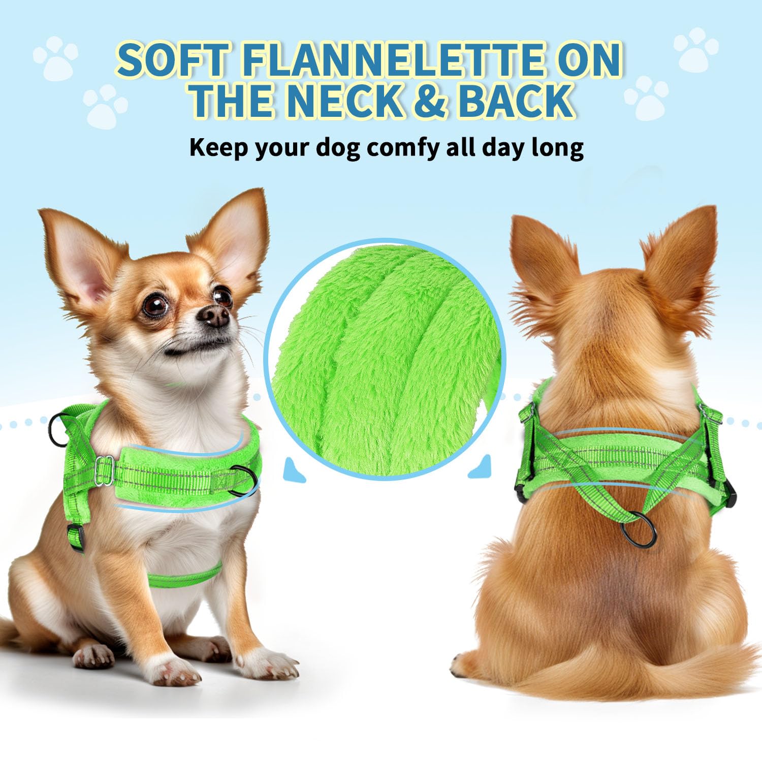 Slowton No Pull Small Dog Harness And Leash Set, Puppy Soft Vest Harness Neck & Chest Adjustable, Reflective Lightweight Harness & Anti-Twist Pet Lead Combo For Small Medium Dogs (G-Front Clip,Xxs)