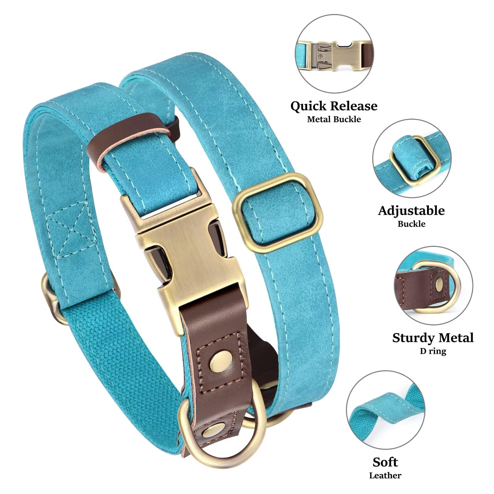 Didog Soft Padded Leather Dog Collars For Small Dogs, Classic Heavy Duty Dog Collar With Quick Release Metal Buckle, Adjustable