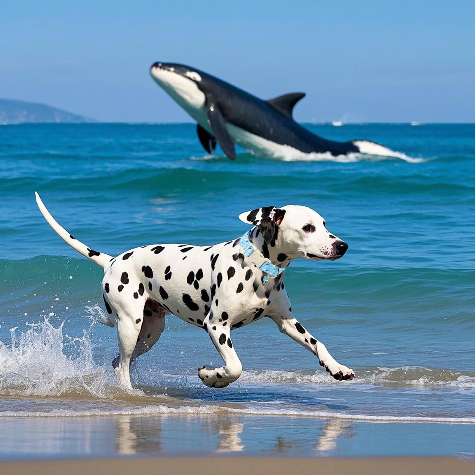 Dogwong Summer Dog Collar, Cute Blue Whale Dog Collars, Adjustable Summer Shark Pet Collars Boy Male Coastal Beach Necklace For