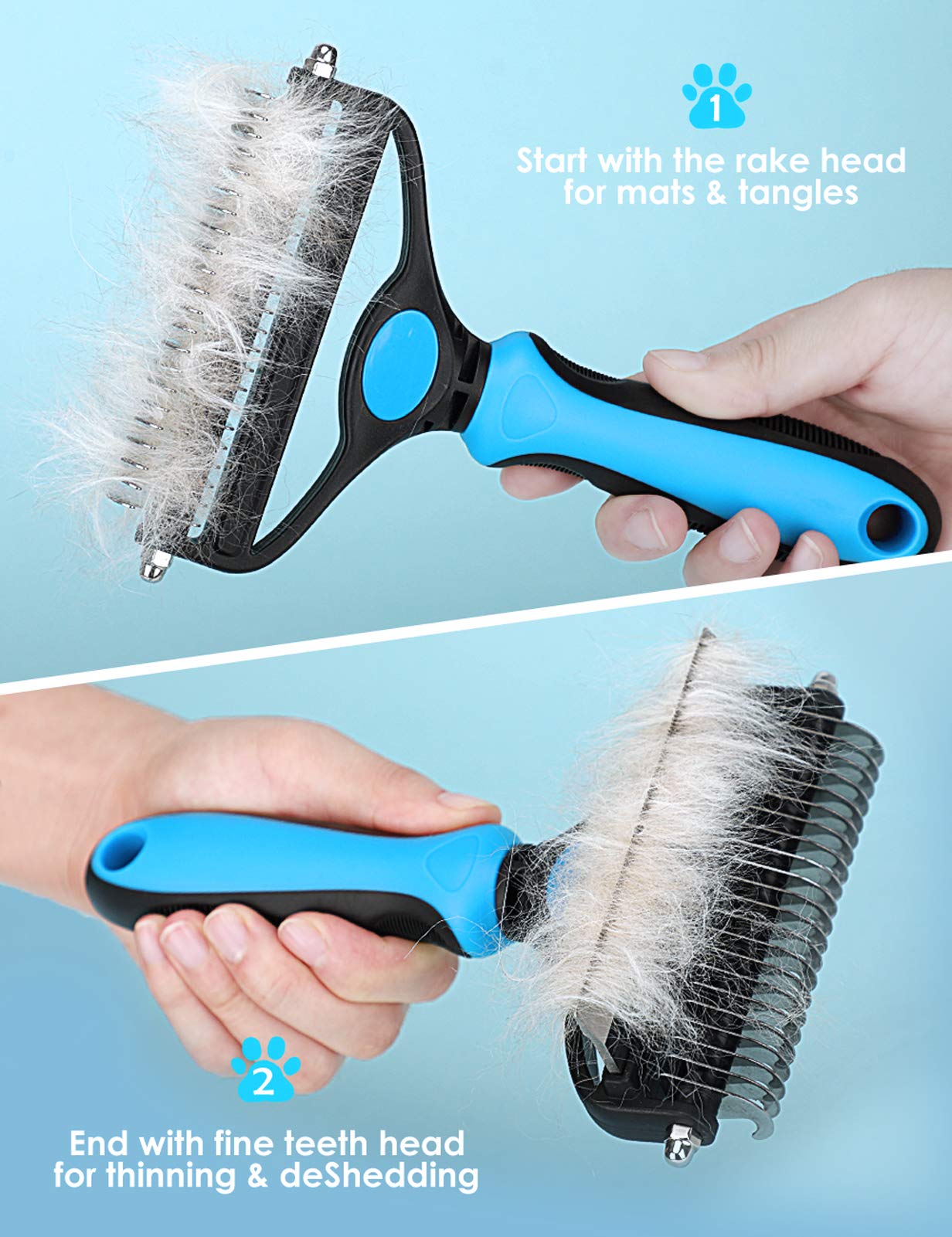 Malsipree Dog Grooming Brush For Shedding - 2 In 1 Deshedding Tool And Undercoat Rake For Long And Short Haired Dogs With Double