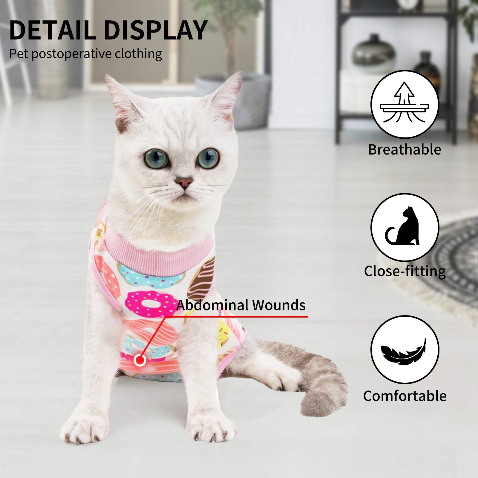 Cat Professional Surgical Recovery Suit,E-Collar Alternative For Cats Dogs,After Surgery Wear, Pajama Suit,Home Indoor Pets Clot