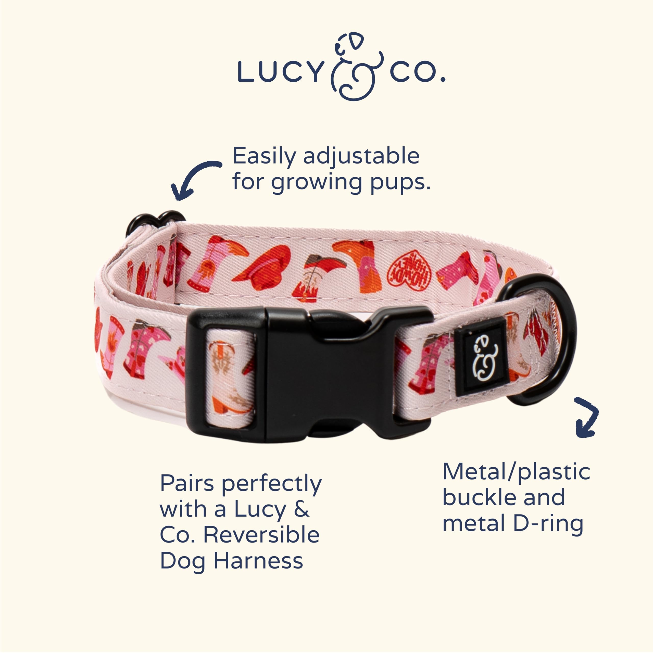 Lucy & Co. Bandana - Designer Puppy Accessory - Machine Washable - Durable Comfortable Bandana For Dogs. Howdy, Honey Bandana