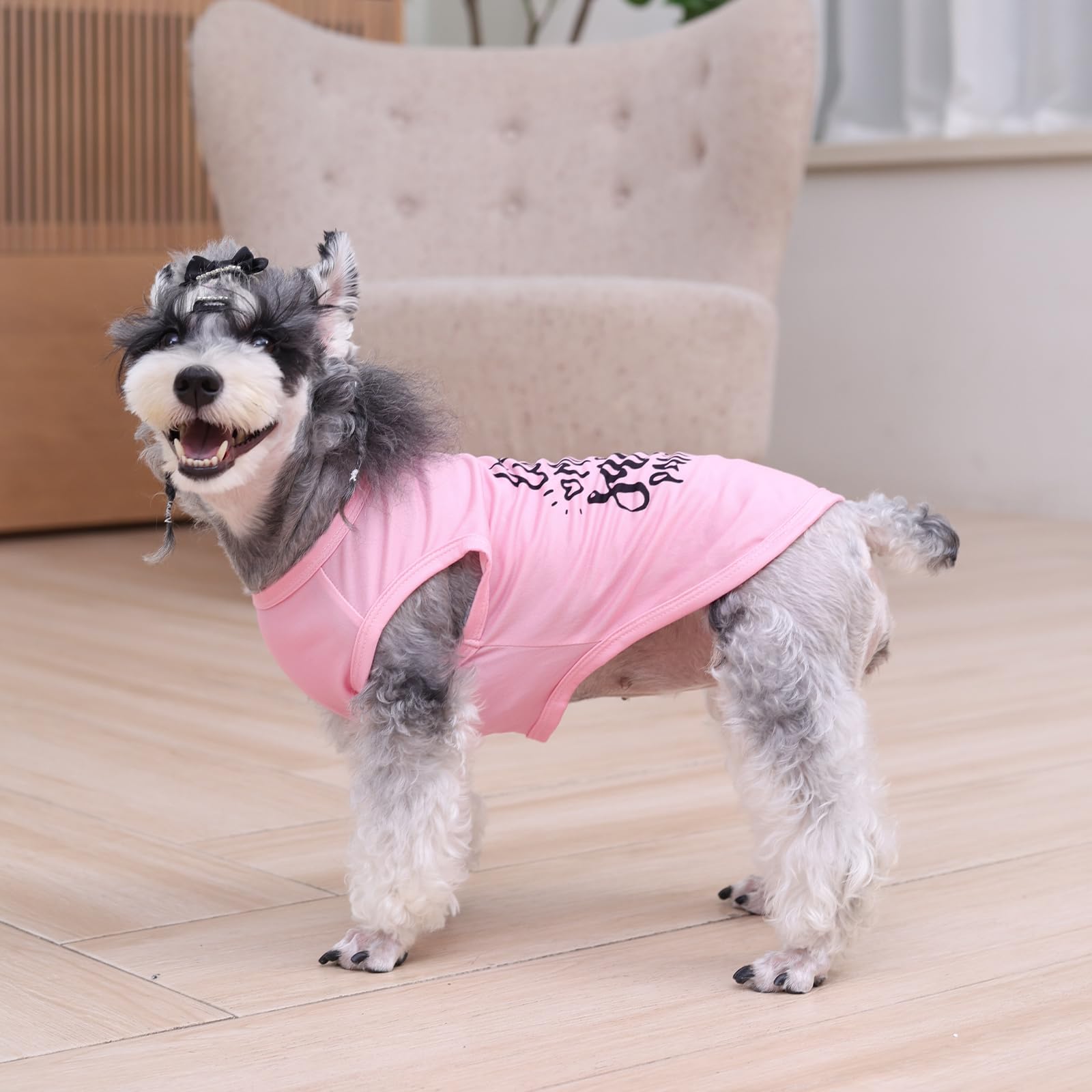 Cutebone Soft Dog Shirt Pink Lightweight Small Puppy T-Shirts Pet Clothes Breathable Tee Vest Stretchy Outfit Cat Apparel Bx01M-