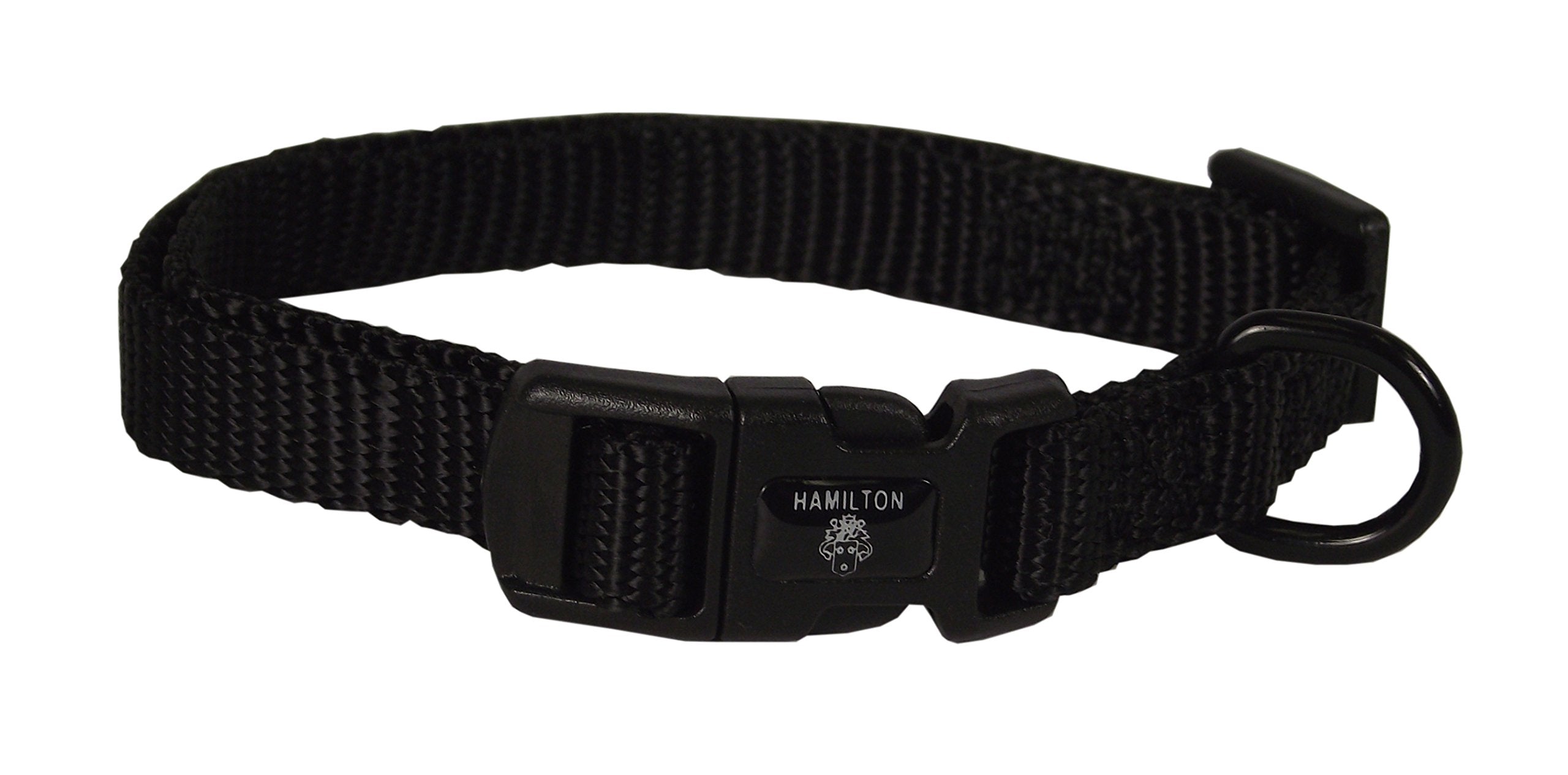 Hamilton Adjustable Nylon Dog Collar, Black, 3/8'' x 7-12''