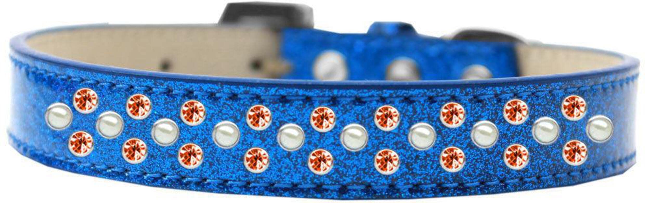 Mirage Pet Products Sprinkles Ice Cream Dog Collar with Pearl and Orange Crystals, Size 16, Black
