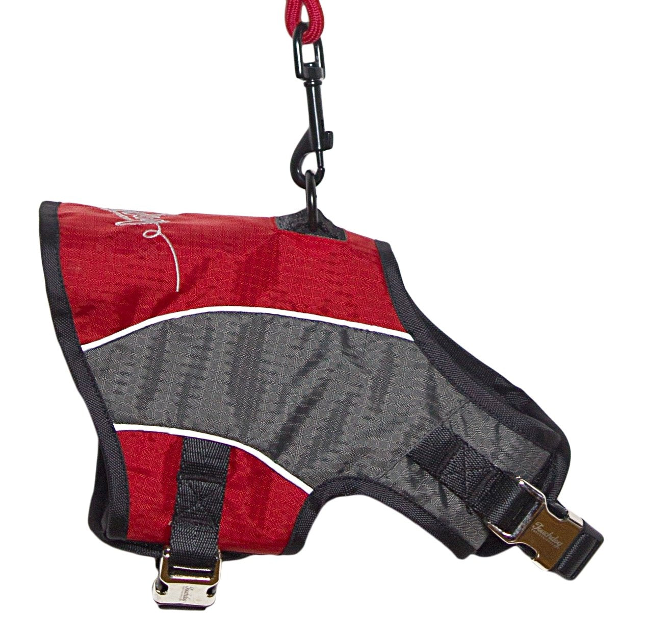 TOUCHDOG 'Reflective-Max' 2-in-1 Premium Performance Adjustable Pet Dog Harness and Leash Combination, Medium, Dark Red, Charcoa