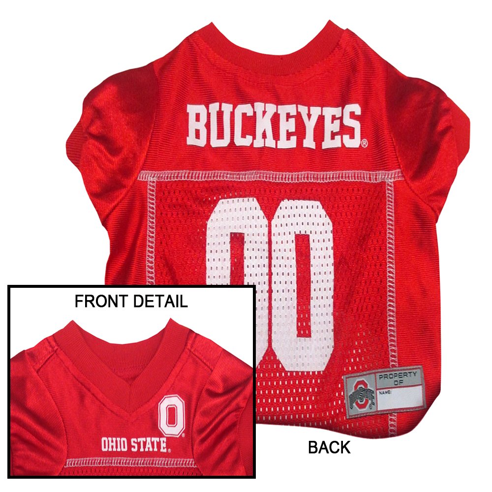 Pets First NCAA College Ohio State Buckeyes Mesh Jersey for DOGS & CATS, X-Large. Licensed Dog Jersey with your Favorite Footbal