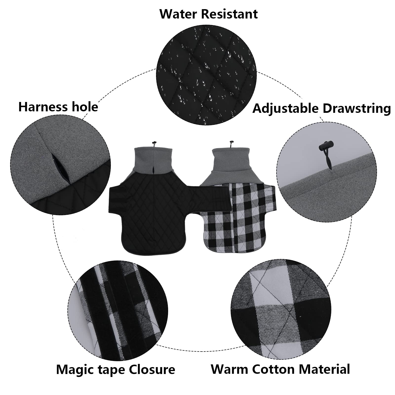Geyecete Dachshund Coat Winter,Warm Dachshund Coat Waterproof Windproof, High Neckine String Holes Miniature Dachshund Jacket Fo
