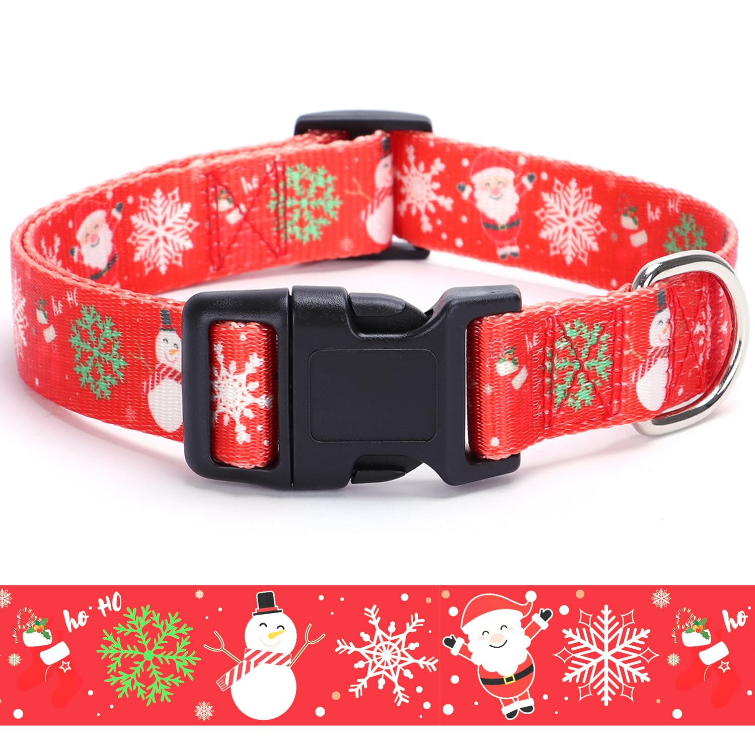 Christmas Dog Collar With Buckle Adjustable Safety Nylon Collars For Small Medium Large Dogs, Cute Stylish Girl Boy Christmas Dog Collar (Christmas Red,M)
