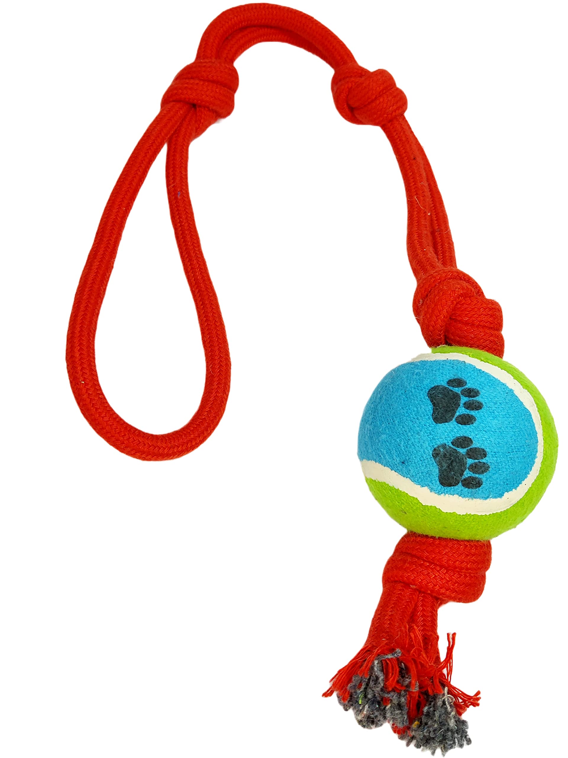 Chullbull Pet Products Tennis Ball Cotton Polyester Blend Throw and Fetch Toy for Dogs Outdoor Playing Slingshot Rope Toy with T
