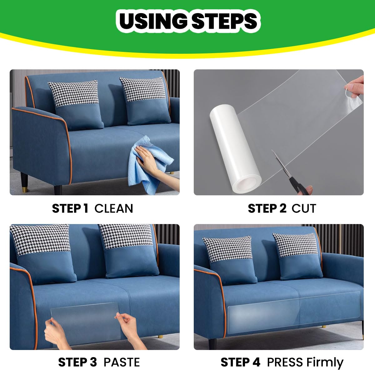 Petslucent Cat Scratch Furniture Protector: Cat Anti Scratch Tape - Door Protector From Dog Scratching - Clear Training Self Adh