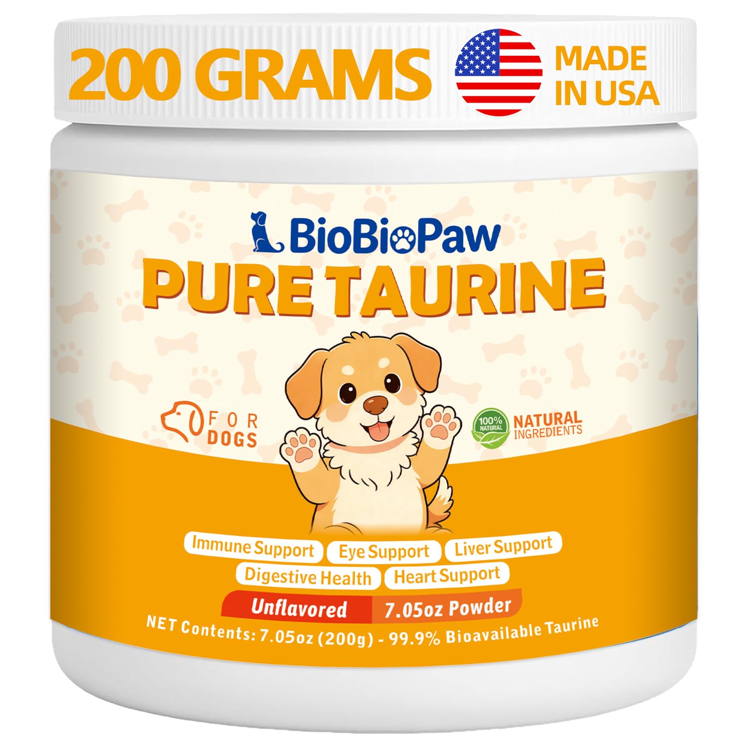 Pure Taurine for Dogs Taurine Powder Supplement for Pet Puppy 500mg Unflavored Easy-to-Mix Taurine Supplement for Doggy Supports