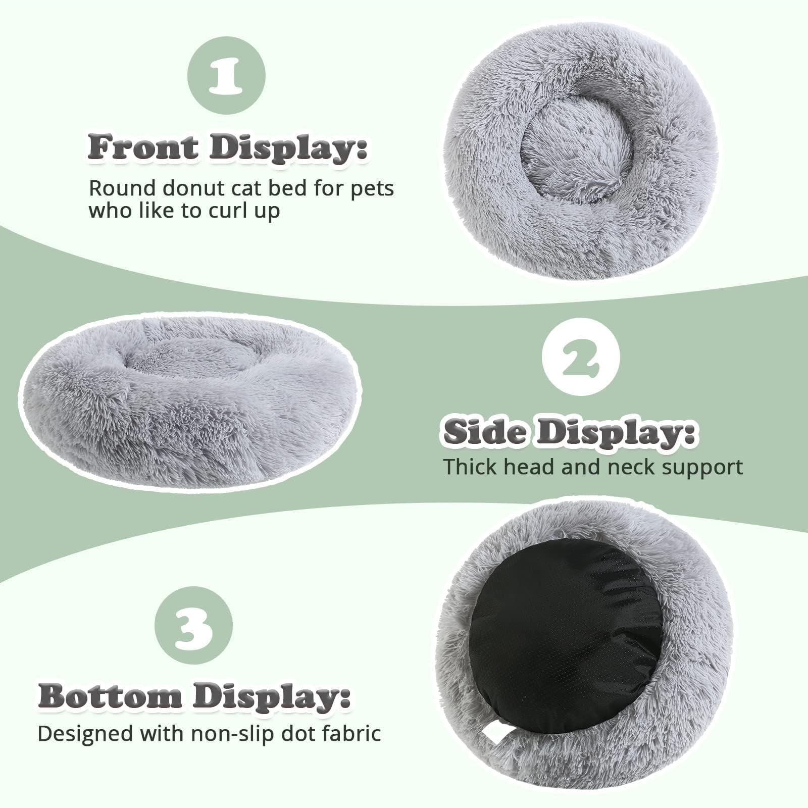 Jollyvogue Dog Bed, Calming Anti-Anxiety Large Dog Bed, Fluffy Donut Cushion For Medium And Large Pets (27'/30'/36')