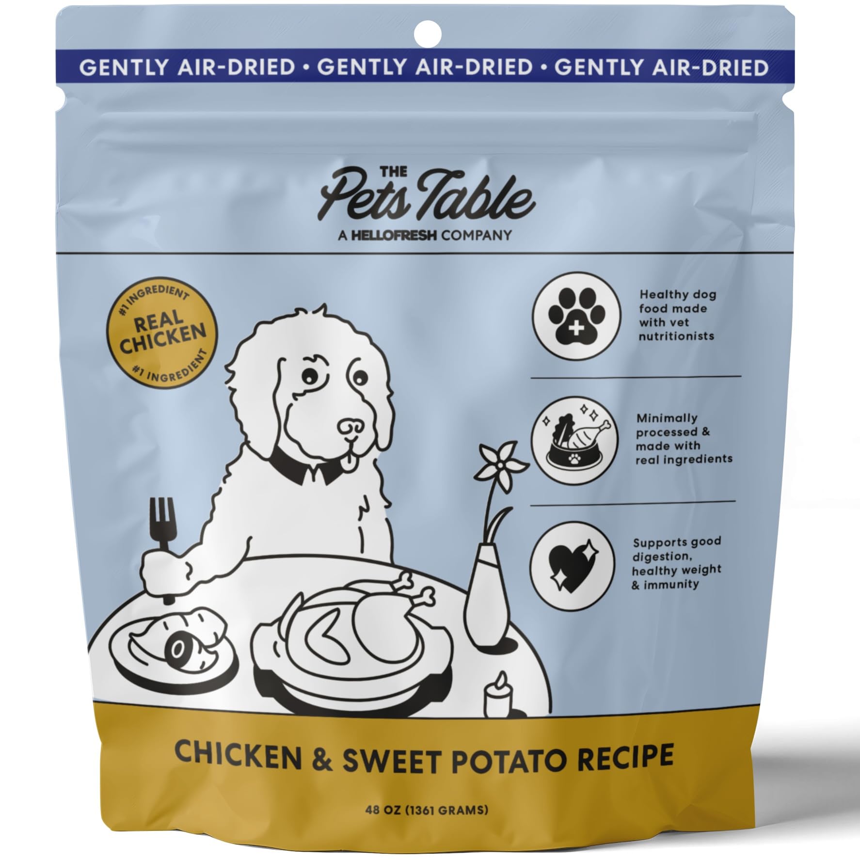 The Pets Table Chicken & Sweet Potato Air Dried Dog Food, 48-Ounce Bag