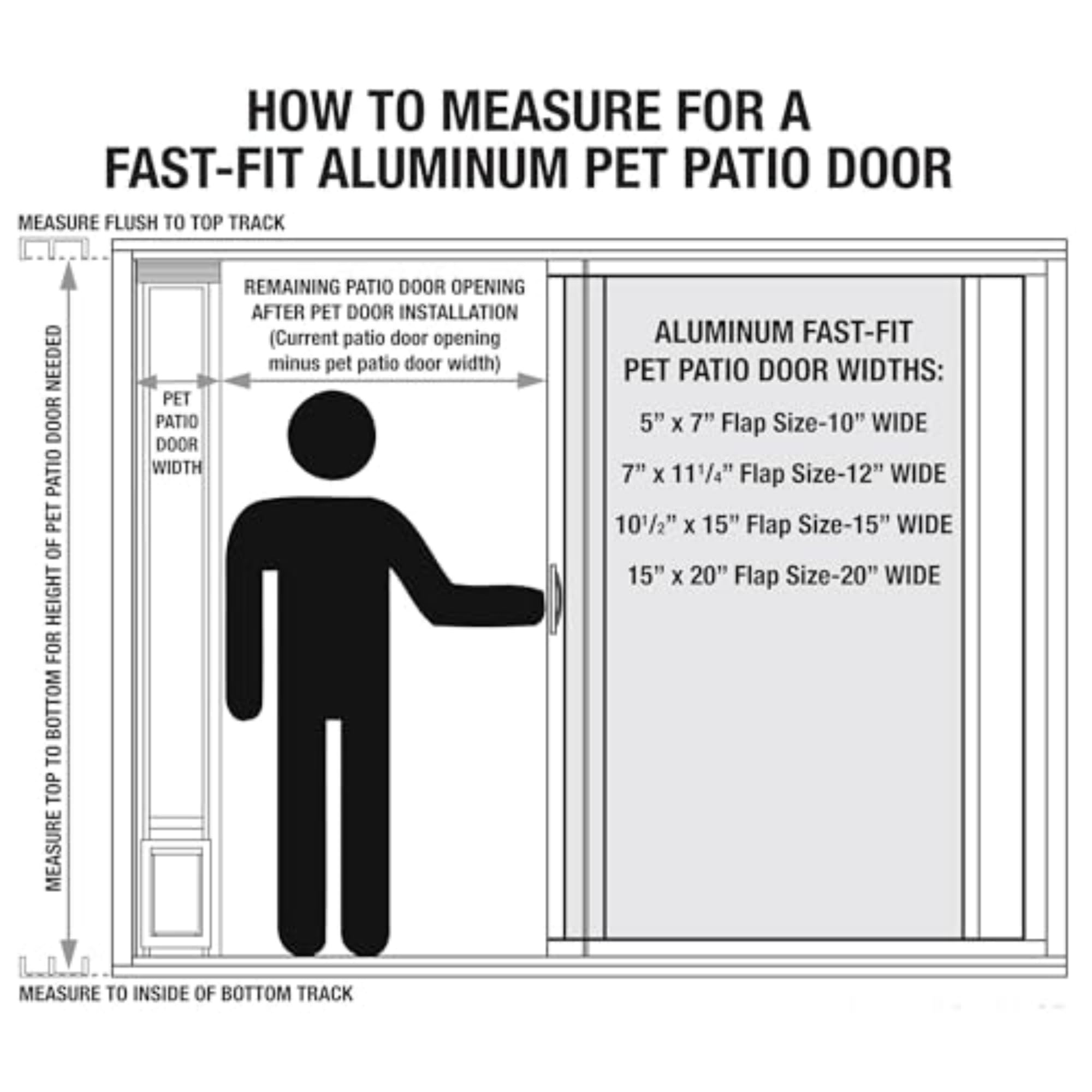 Ideal Pet Products Aluminum Pet Patio Door, Adjustable Height 77-5/8 to 80-3/8, 10-1/2 x 15 Flap Size, Mill/Silver