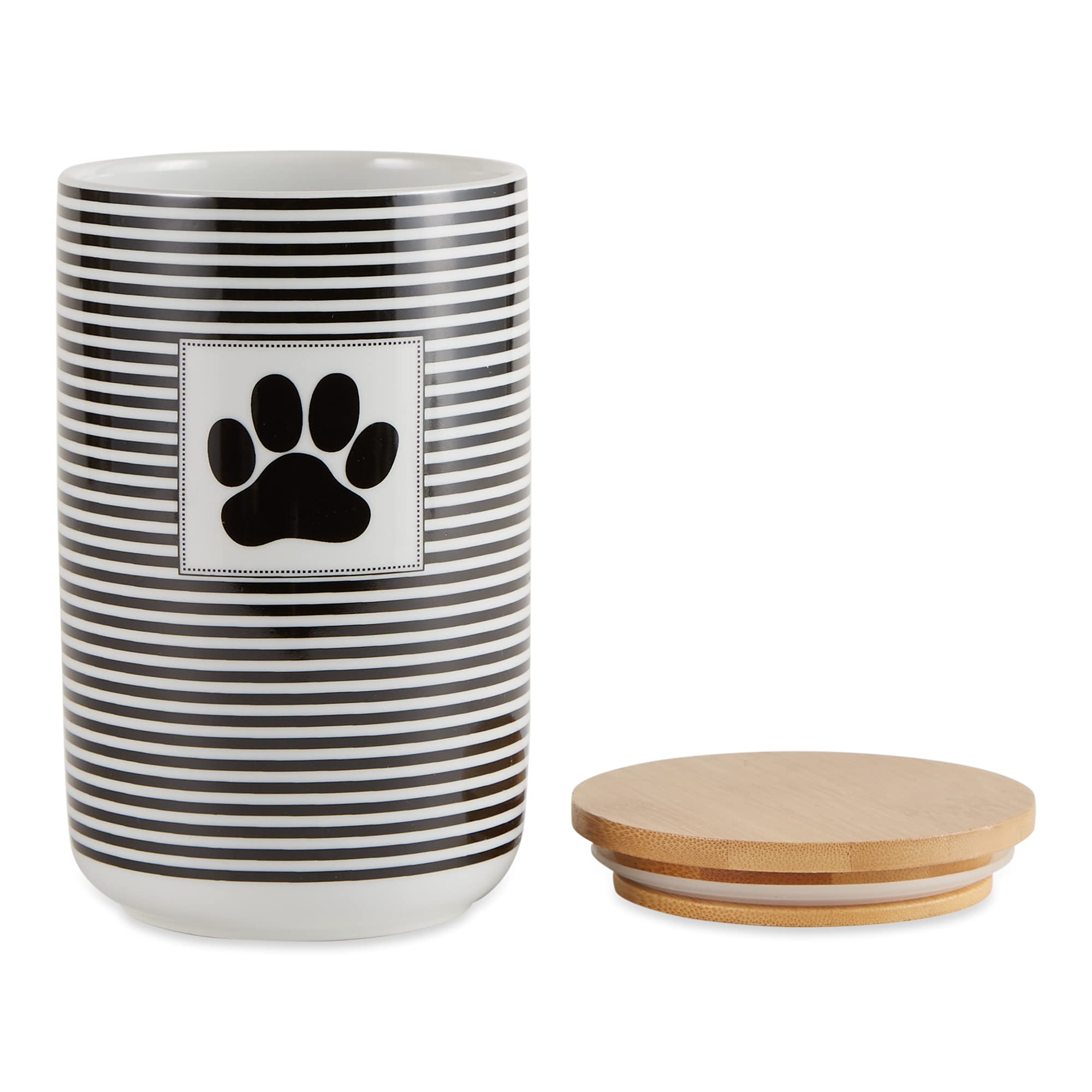 Bone Dry Paw & Patch Ceramic Pet Collection, Treat Canister, 4x6.5, Black,Treat Canister, 4x6.5,5742