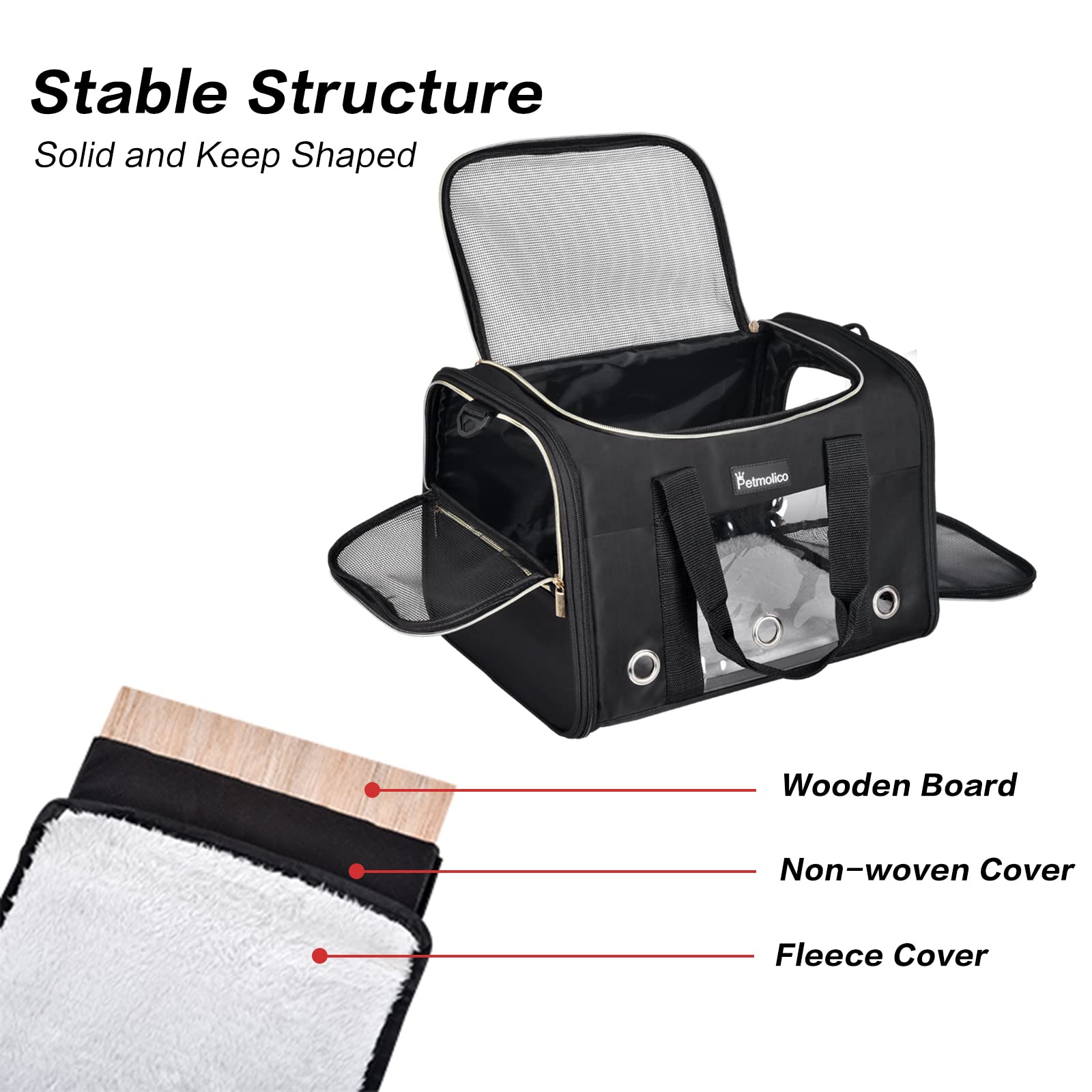 Petmolico Cat Carrier - Airline Approved Soft Pet Travel Carrier, Medium, White Daisy, with 3 Open Doors and Mesh Windows for Cats/Puppies up to 16 lbs