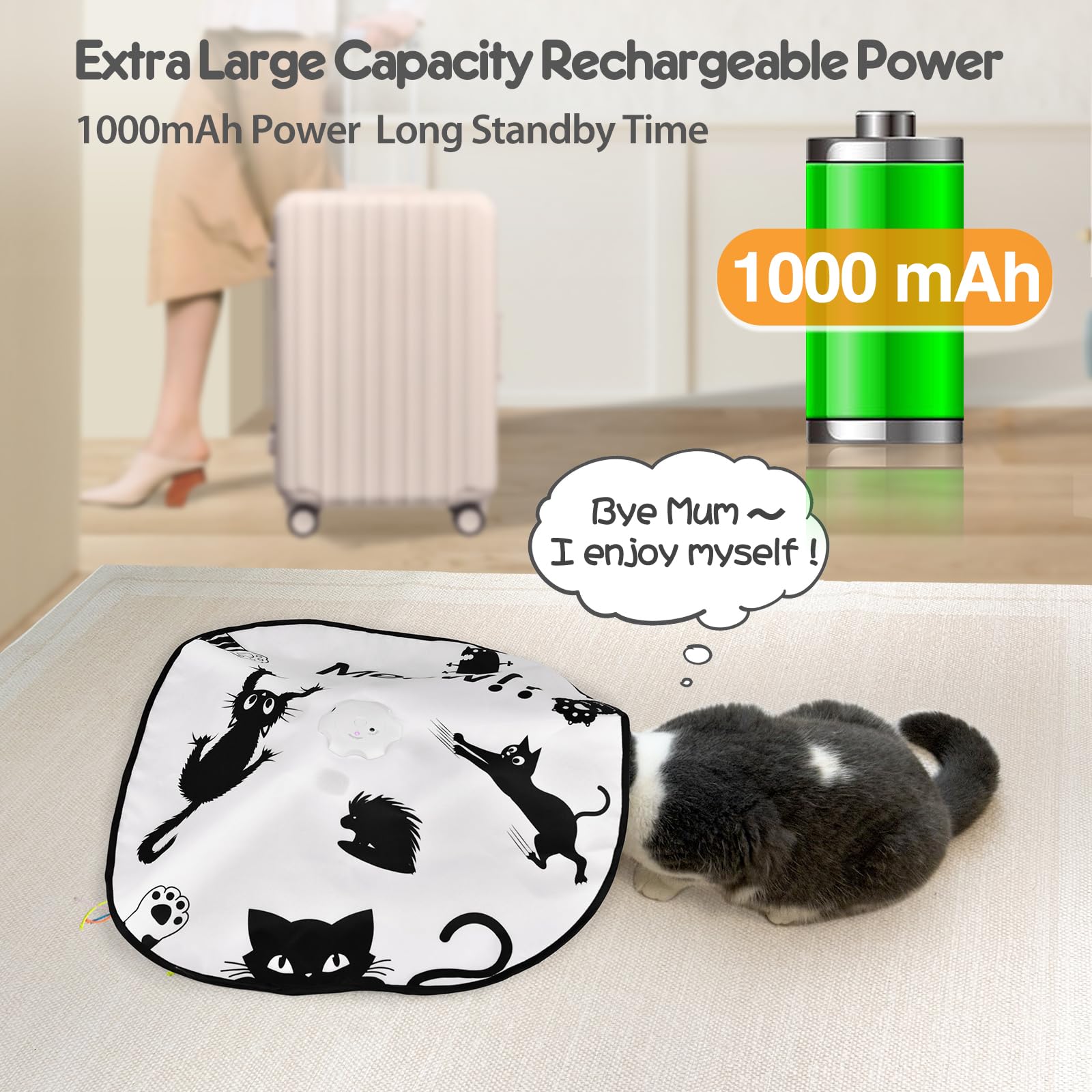 Orsda Interactive Cat Toys For Indoor Cats, 4 In 1 Automatic Kitten Toys, Rechargeable Electric Moving Ambush Feather, Hide And