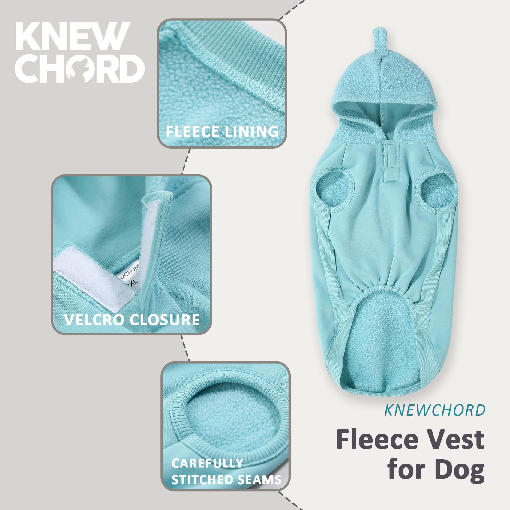 Winter Hoodie Coat, Plush Vest Jacket, Autumn Warm Clothes For Dogs (Pale Blue-Xlarge)