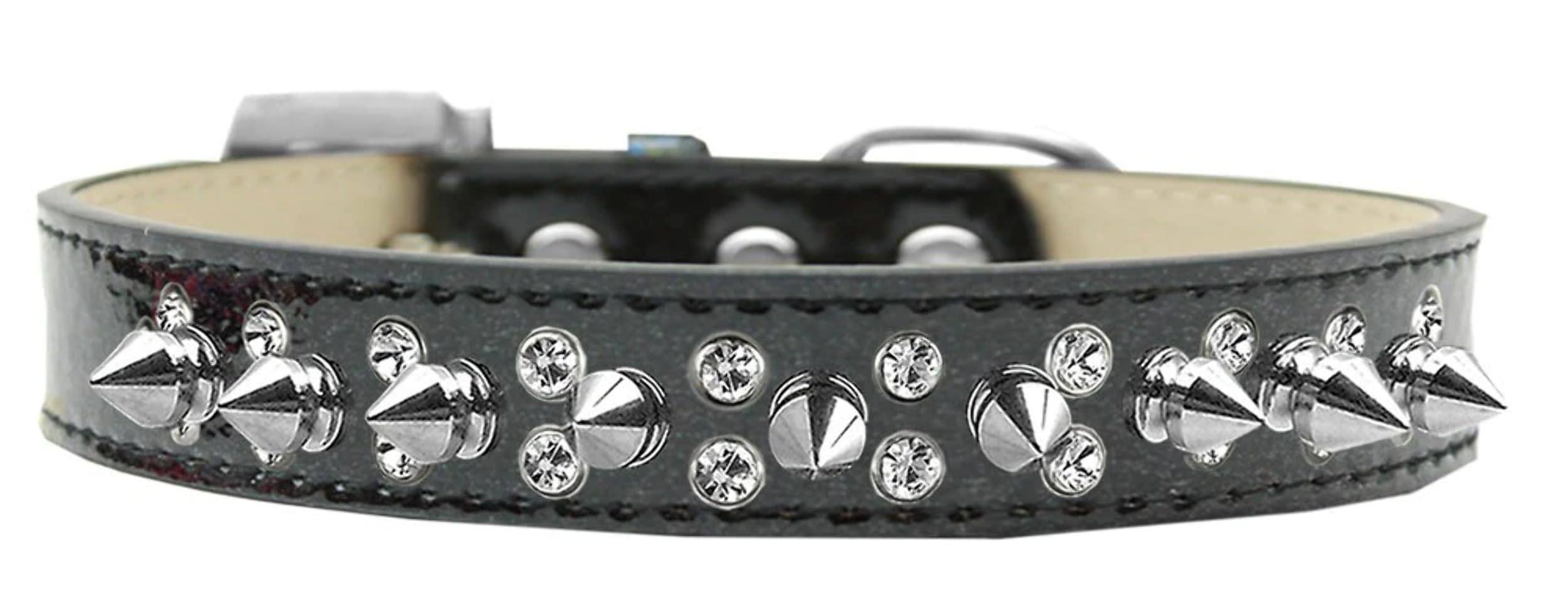 Dog, Puppy and Pet Ice Cream Collar, Double Crystal & Clear Spikes Orange 16