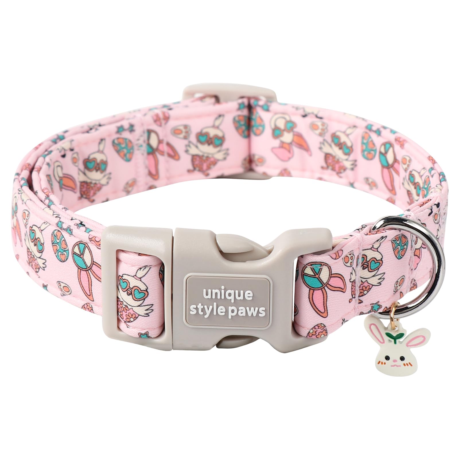 Unique Style Paws Easter Day Cotton Bunny Egg Rabbit Dog Collar - Adjustable For Medium, Small Dogs