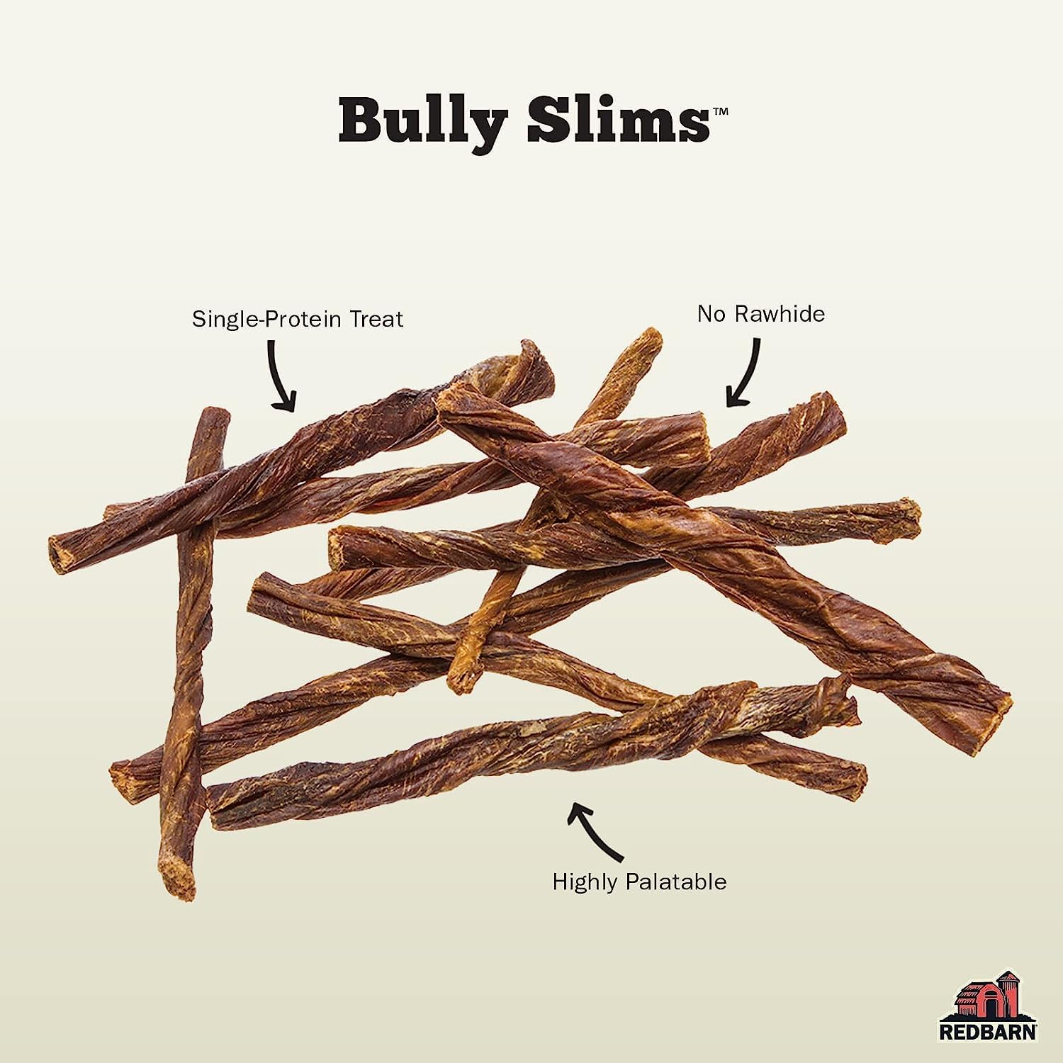 Redbarn Pet Products Natural Bully Slims Beef Chews for Dogs - 4.7 Oz Case of 10 Bags - Natural, Grain-Free, Highly Palatable, H