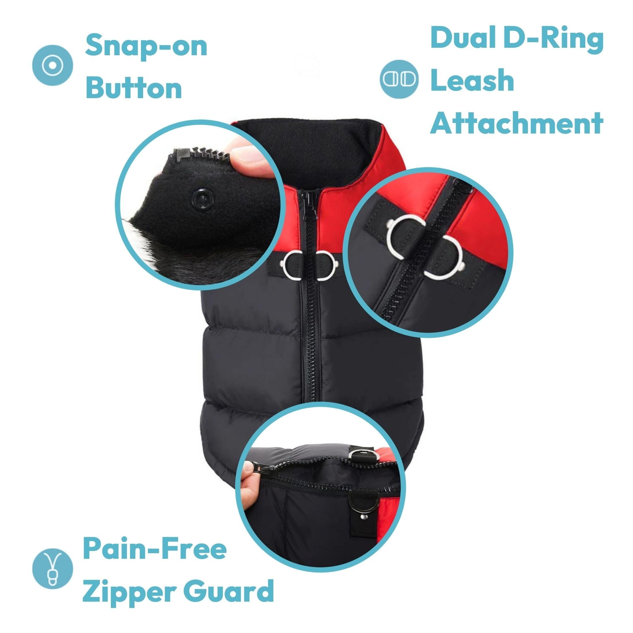 Gooby Padded Vest Dog Jacket - Blue, X-Large - Warm Zip Up Vest Fleece Jacket With Dual D Ring Leash - Winter Water Resistant Sw