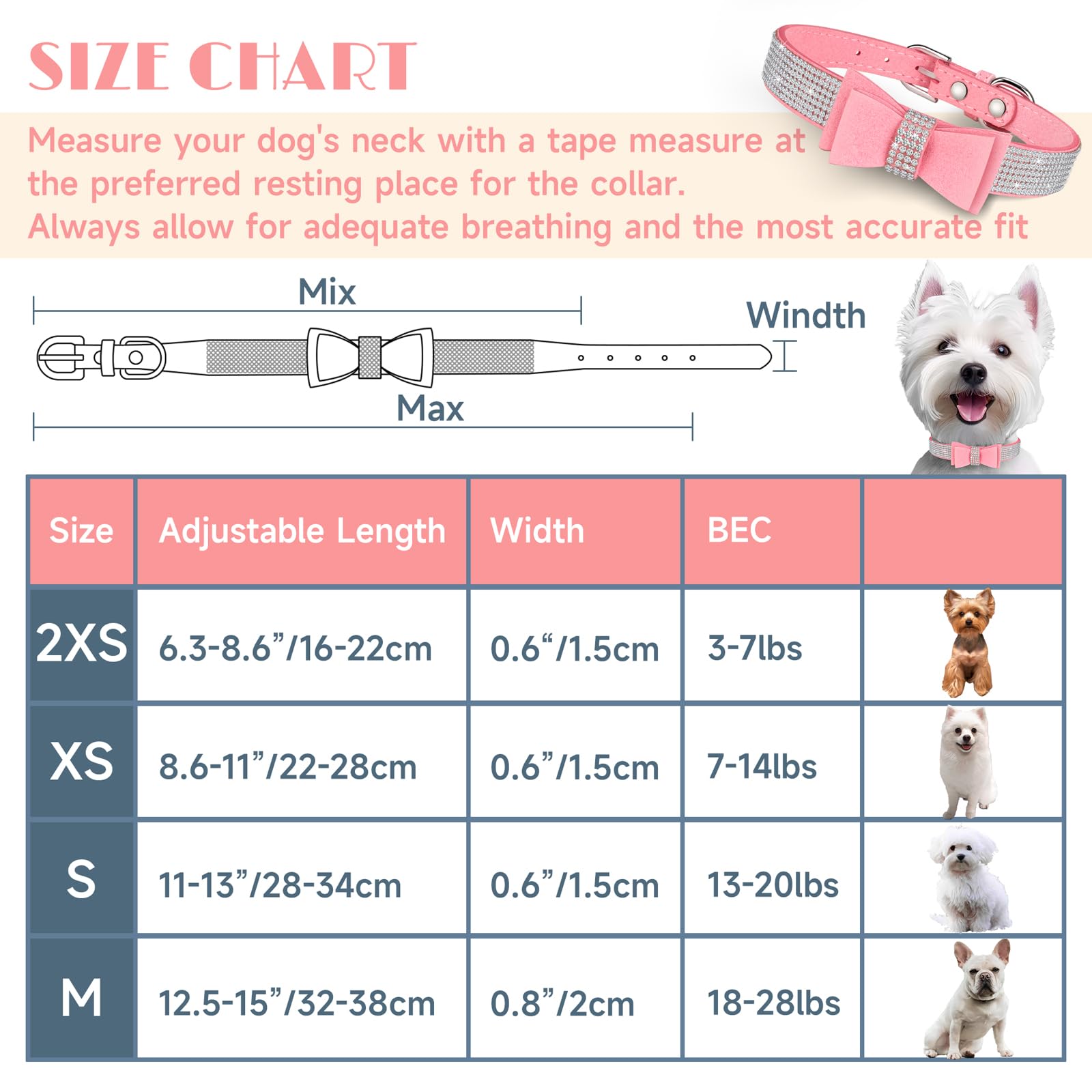 Crystal Dog Collar With Bow Tie,Soft Puppy Bling Collar For Extra Small,Small,Medium Dogs(Red,M)