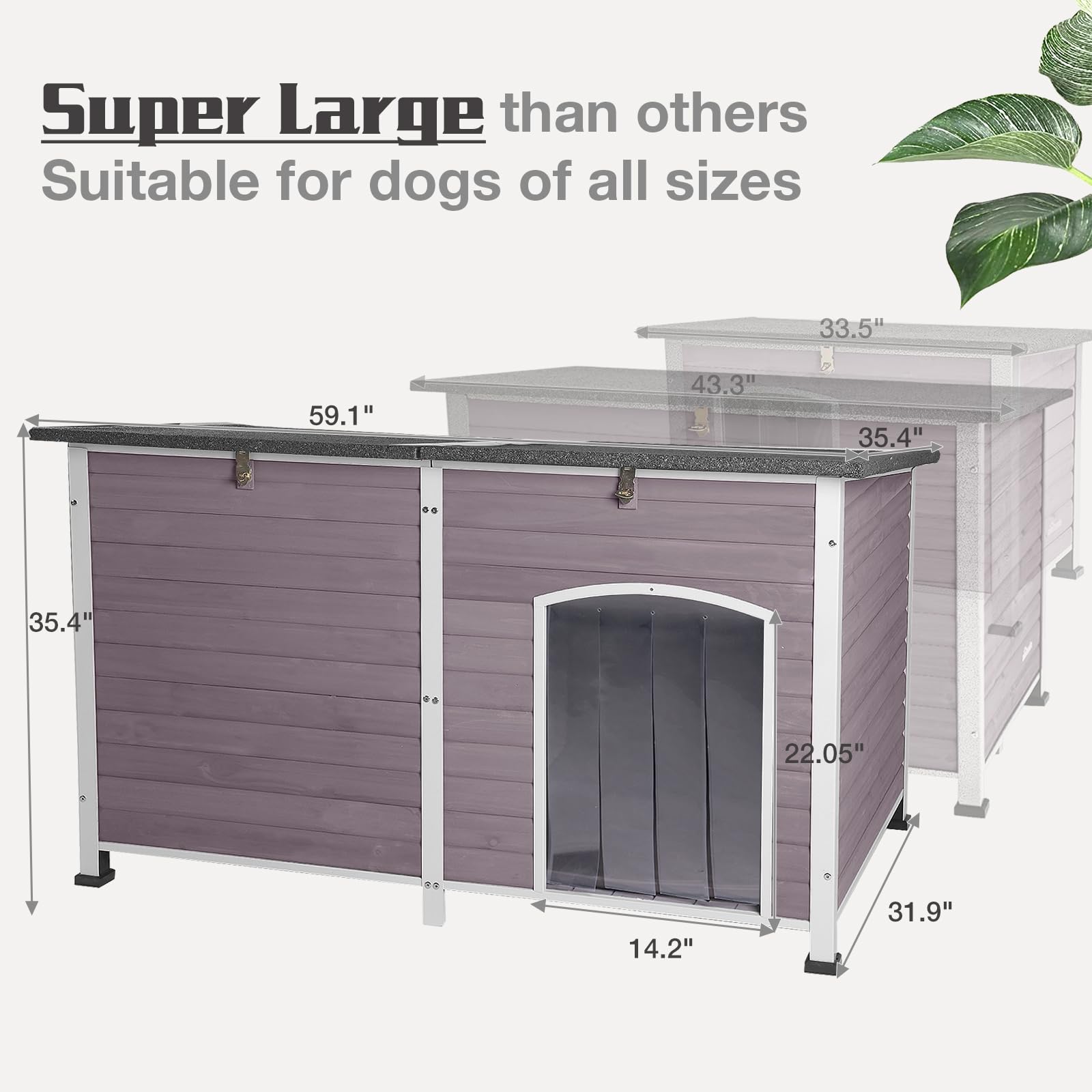 Outdoor Dog House 59.1'' Extra Large 100% Insulated Dog Kennel With Liner Keep Warm In Winter,Metal Frame Dog Cage