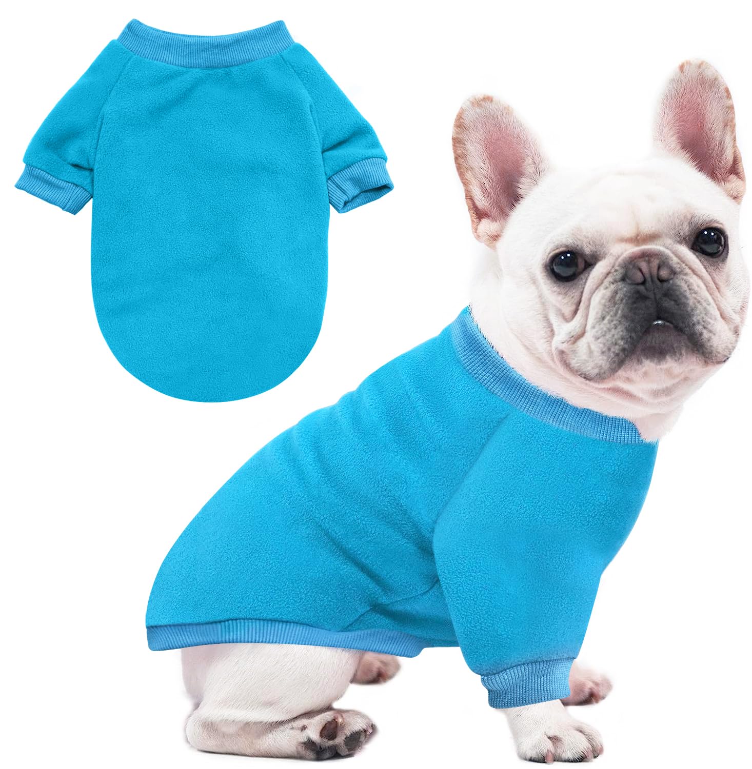Idepet Dog Fleece Sweater, Small Dogs Shirt Pullover Sweatshirt Pet Dog Clothes Soft Puppy Sweater Warm Winter Shirt Classic Cat