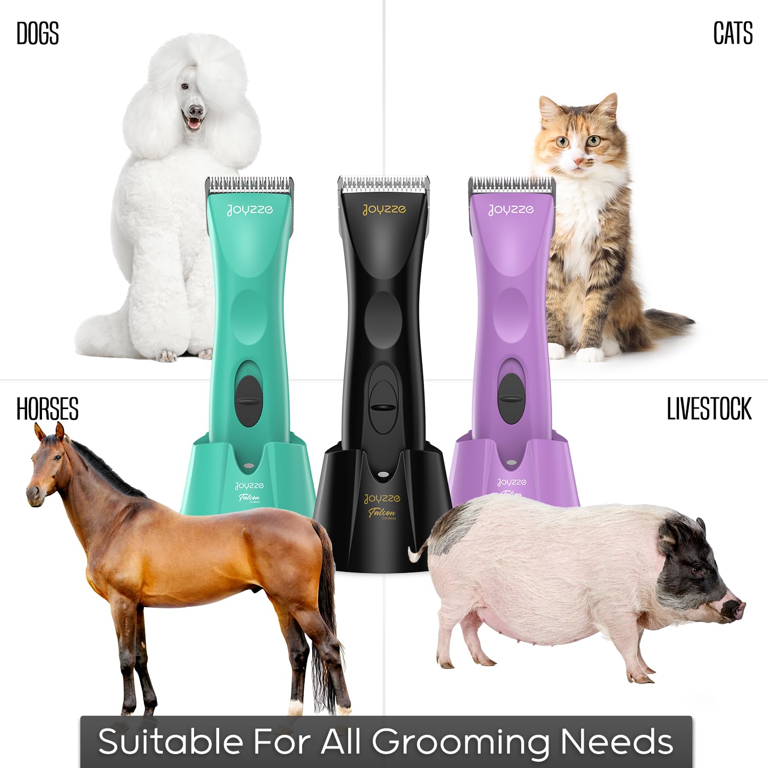 Joyzze Falcon Cordless Clipper 2 Speed - Professional Grooming With Precision, Power, Low Noise, Dog Clippers For Grooming (Falc