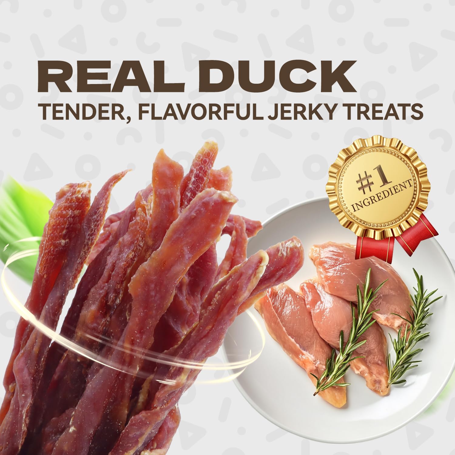 KUADELRO Duck Jerky Dog Treats - Soft, Rawhide-Free Chews for Dogs - 10.58oz, Healthy Snacks for All Breeds