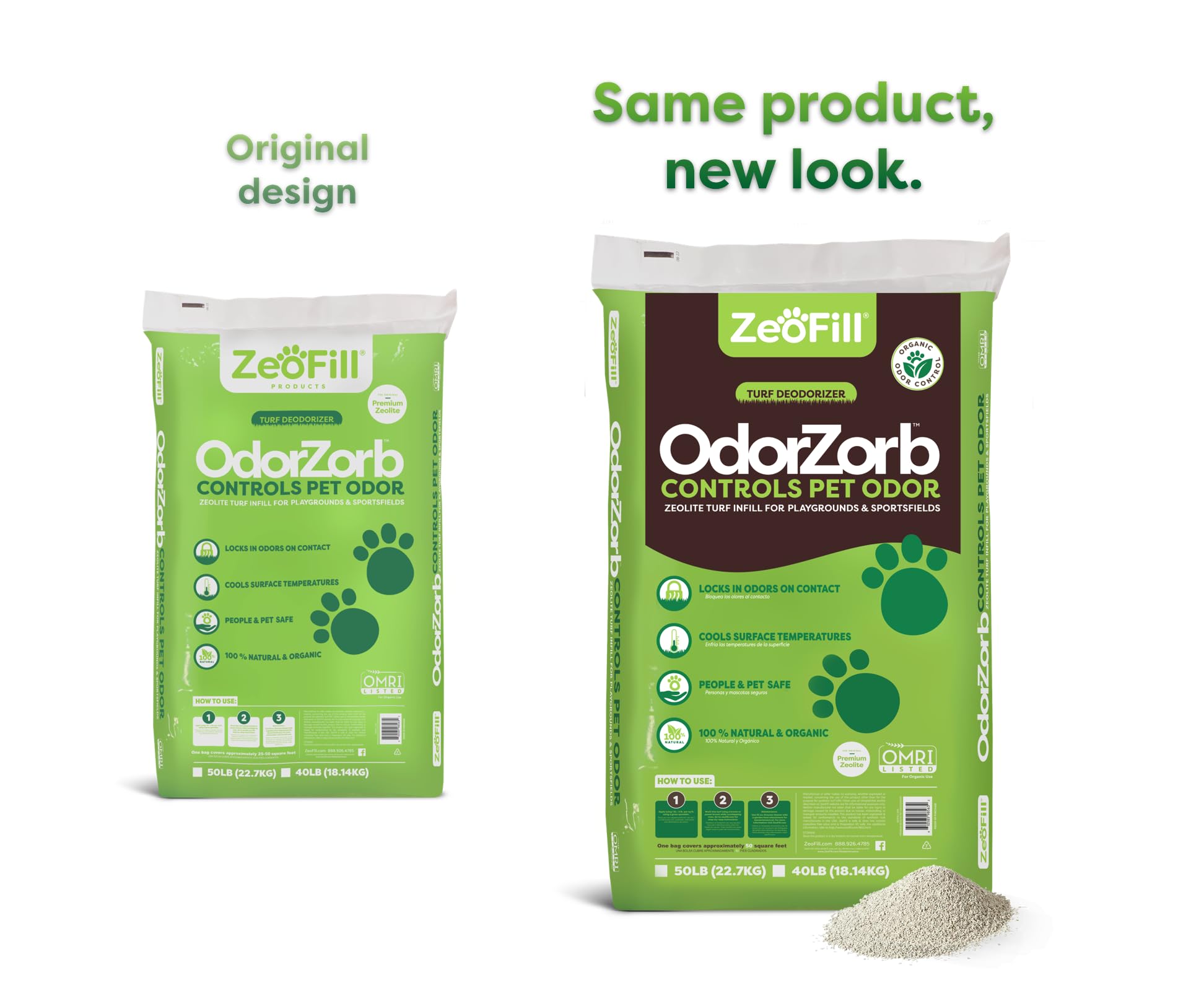 Zeofill Premium Outdoor Odor Infill - 40Lbs. Bag - Pet Urine Odor Eliminator For Artificial Turf, Grass, Playgrounds, & Sport Fi