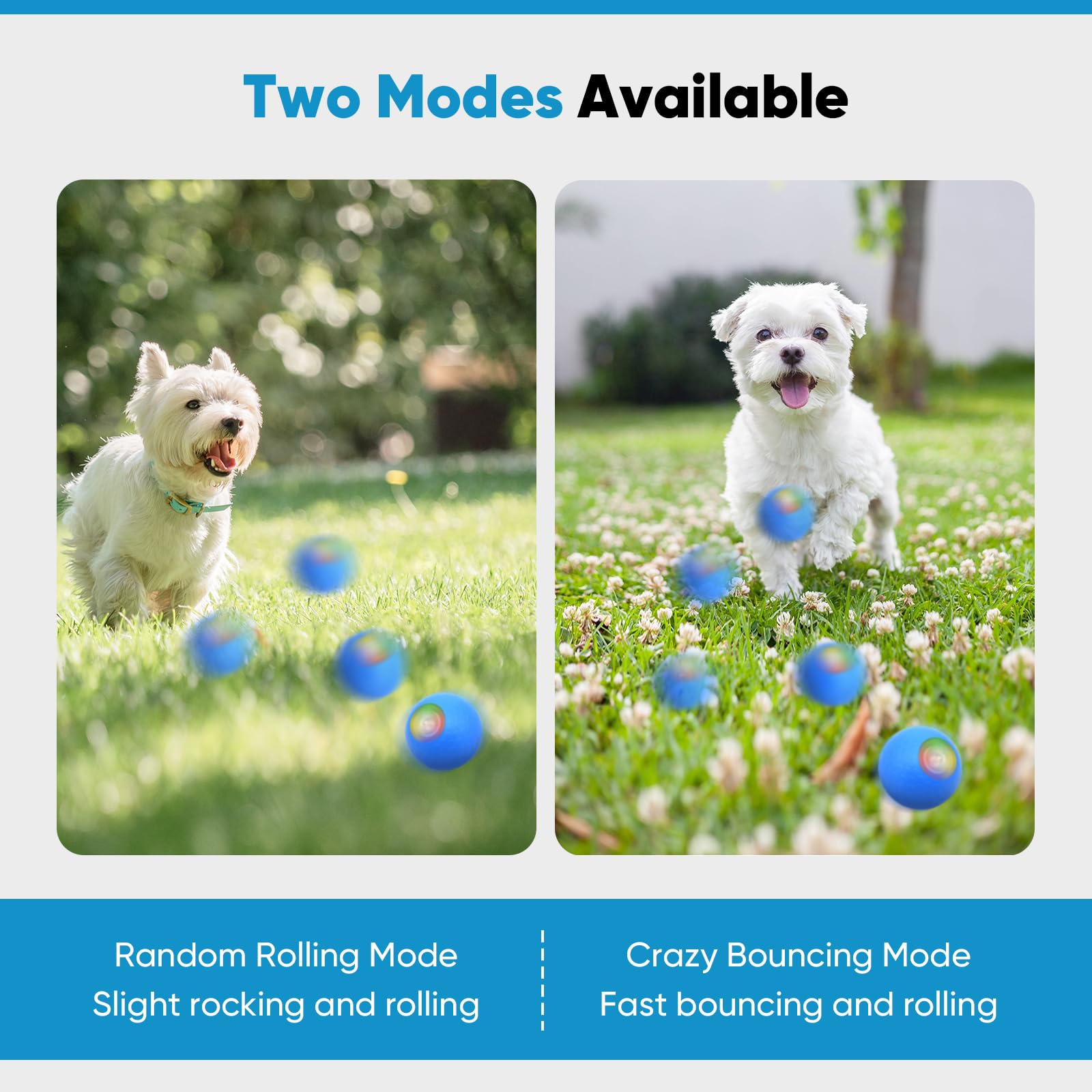 Petbobi Interactive Dog Toy Ball - 2025 Newly Upgraded Automatic Moving Dog Toys for Small Breeds, Motion Activated, USB Recharg