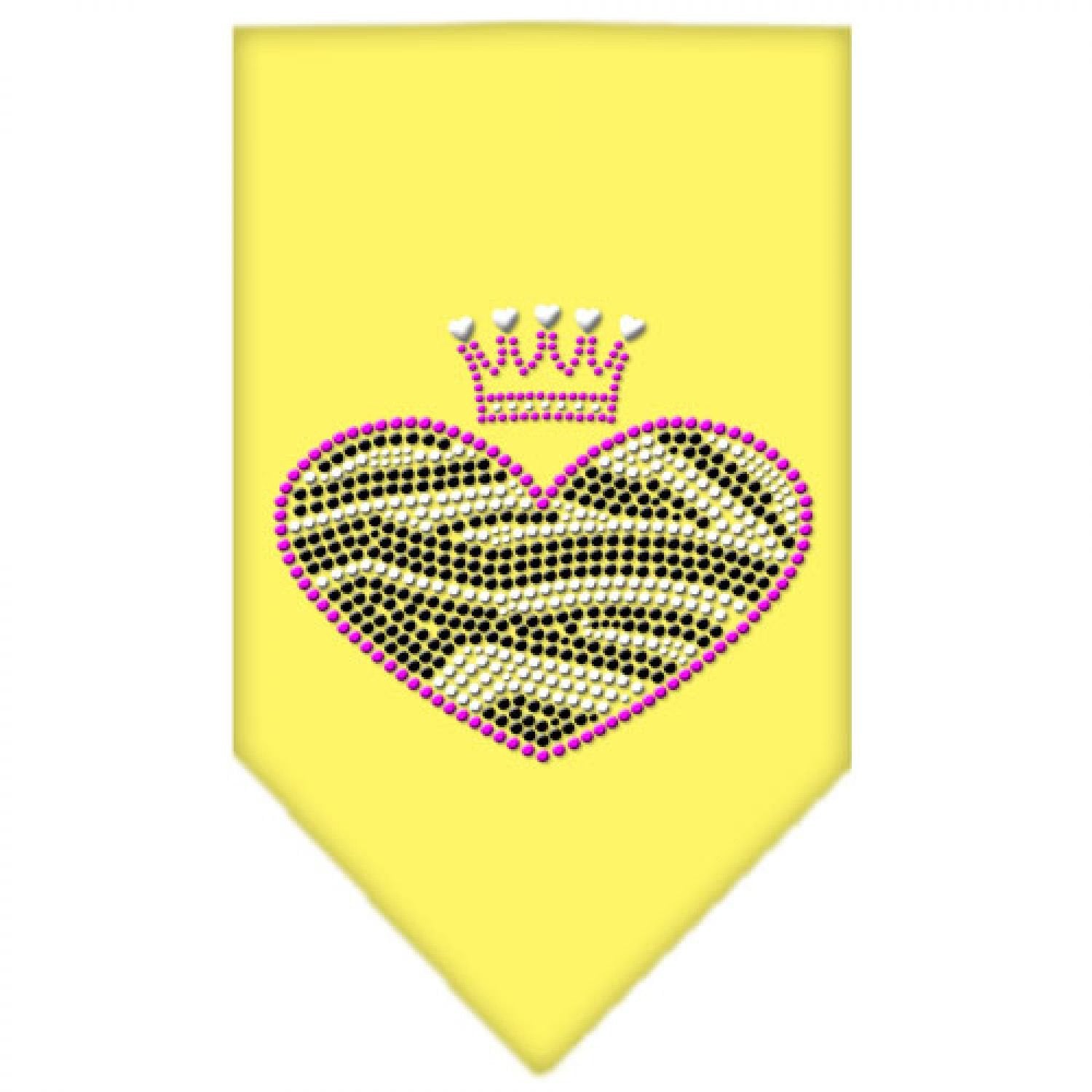Mirage Pet Products 67-86 LGYW Zebra Heart Rhinestone Yellow Print Bandana, Large