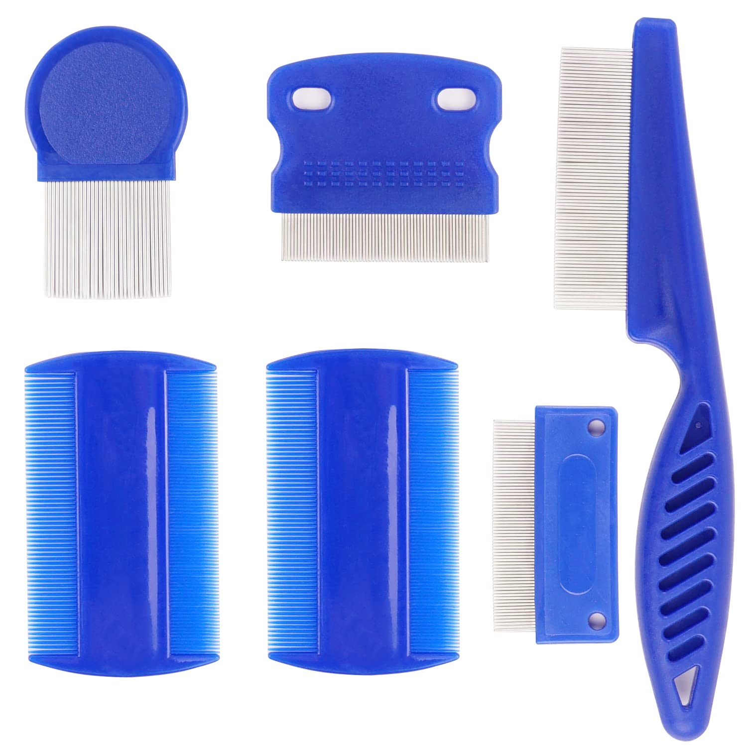 Flea Comb for Dogs, 6 Pcs Flea Combs Cat Combs, Comb for Cats with Durable Teeth, Use for Cleaning Tear Stains, Floating Hair, D