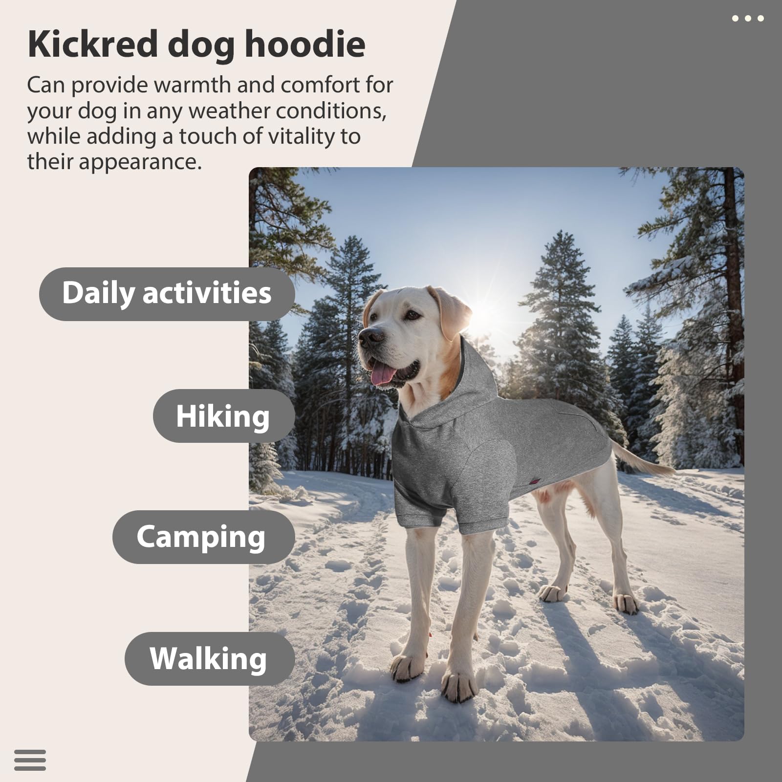 Kickred Basic Dog Hoodie Sweatshirts, Pet Clothes Hoodies Sweater With Hat And Leash Hole, Soft Cotton Outfit Coat For Large Med