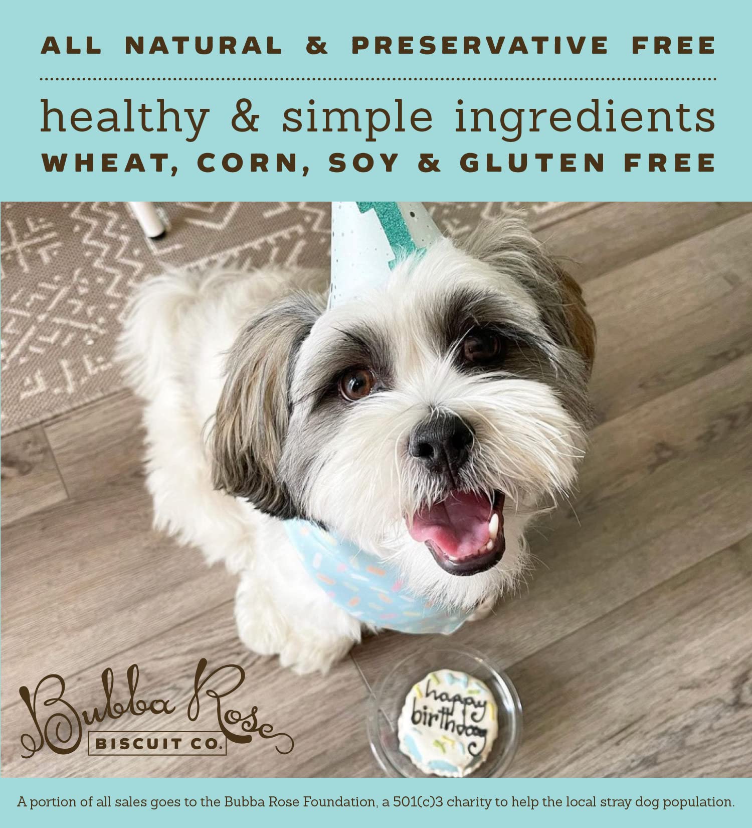 Bubba Rose Biscuit Company: White Dog Birthday Cake - Crunchy Biscuit Texture - Natural Gourmet Treat - 4.25 1 Count - Made in T