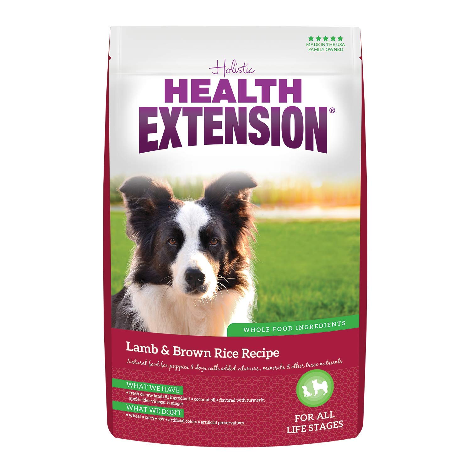 Health Extension Lamb & Brown Rice Dry Dog Food (1 lb / 0.45 kg) - Nutritious Free-Range Lamb Formula with Probiotics, Antioxida