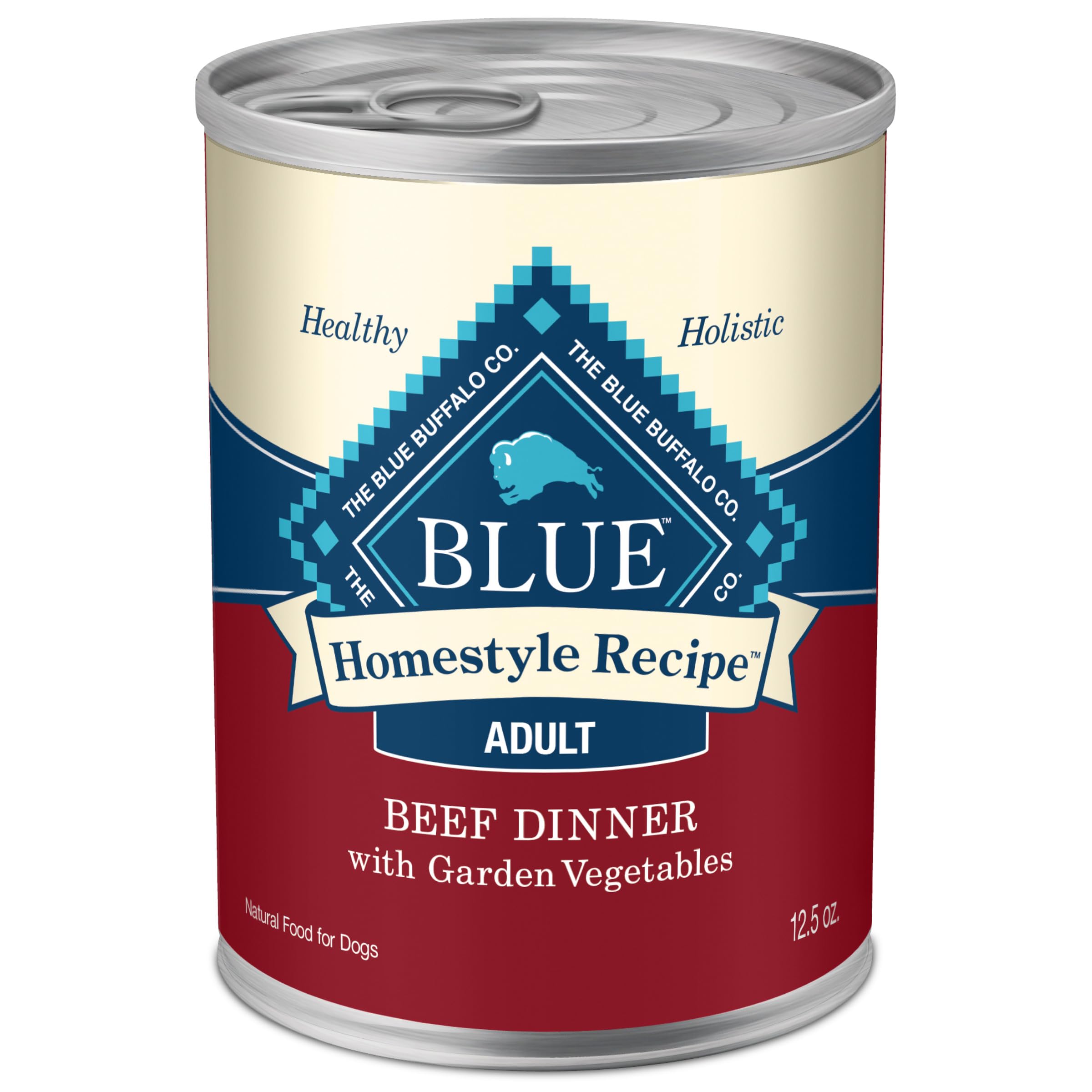 Blue Buffalo Homestyle Recipe Adult Wet Dog Food, Made with Natural Ingredients, Beef Dinner With Garden Vegetables, 12.5-oz Can