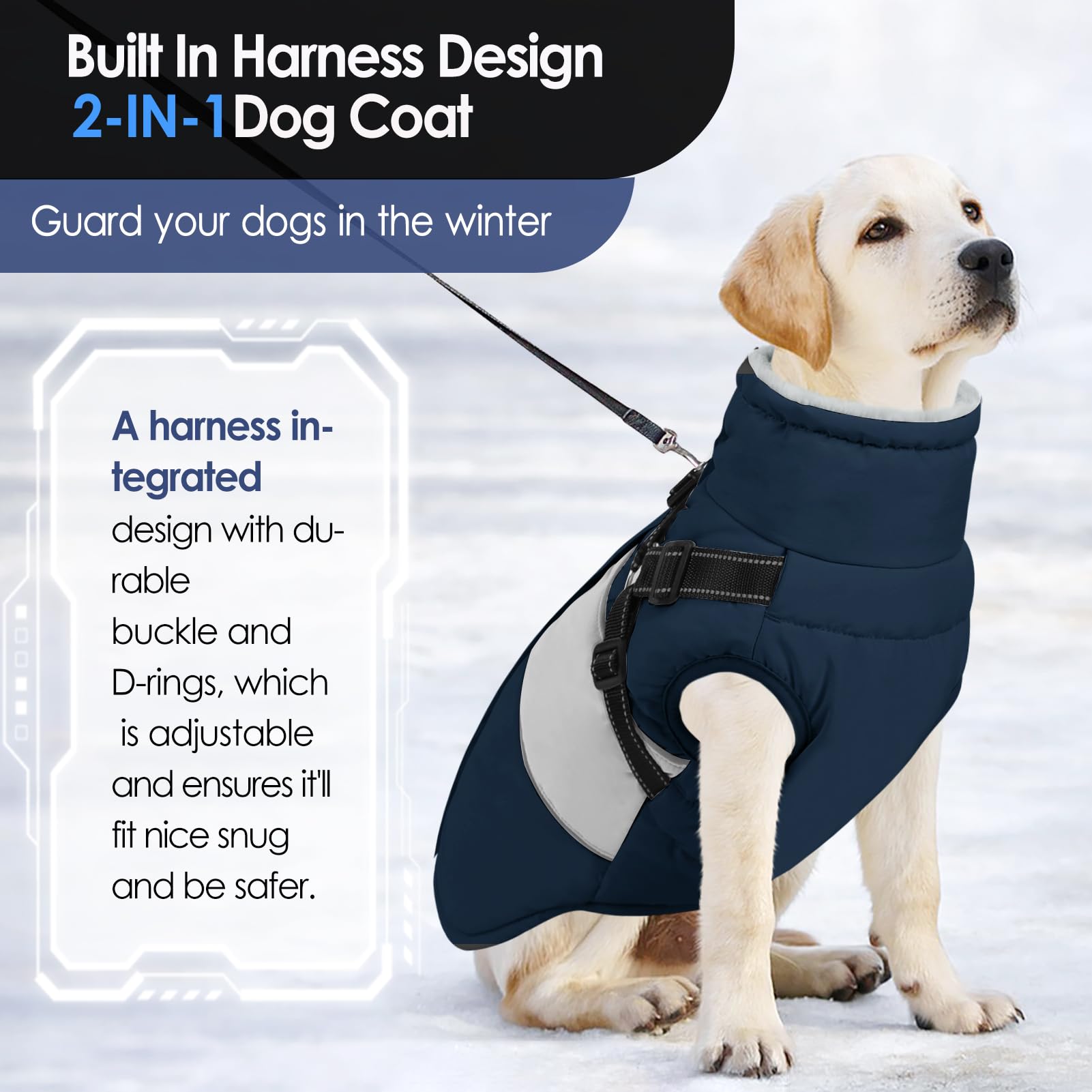 Aofitee Dog Winter Coat - Waterproof Jacket With Built-In Harness, Warm Fleece Puffer For Small Dogs, Reflective, Dachshund, Fre