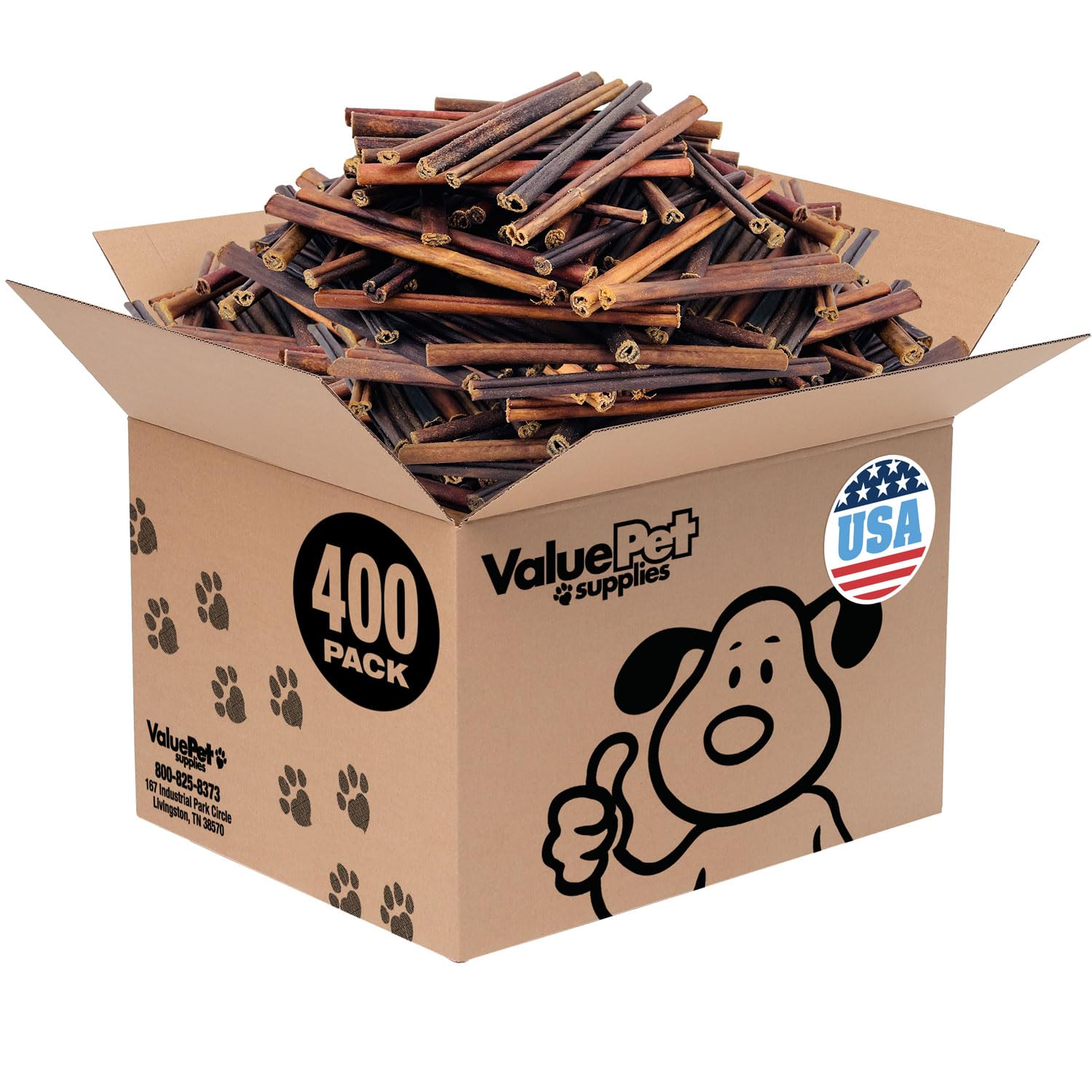 ValueBull USA Collagen Sticks for Small Dogs, 6 Inch Extra Thin Chews, Natural Dog Treats, 400 Count Bulk Pack - Promotes Joint,